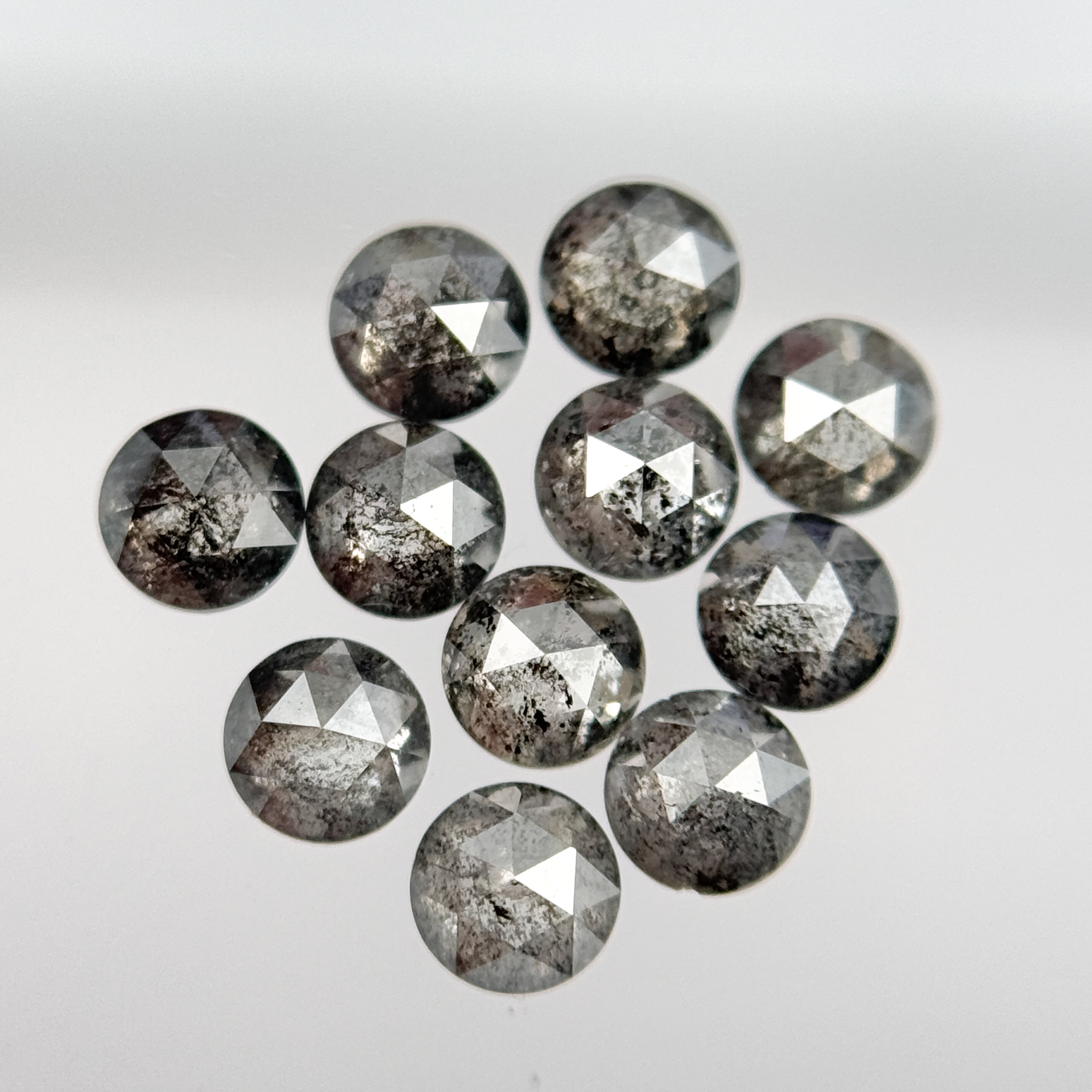 0.78 Ct Round Rose Cut Grey Natural Galaxy Diamond