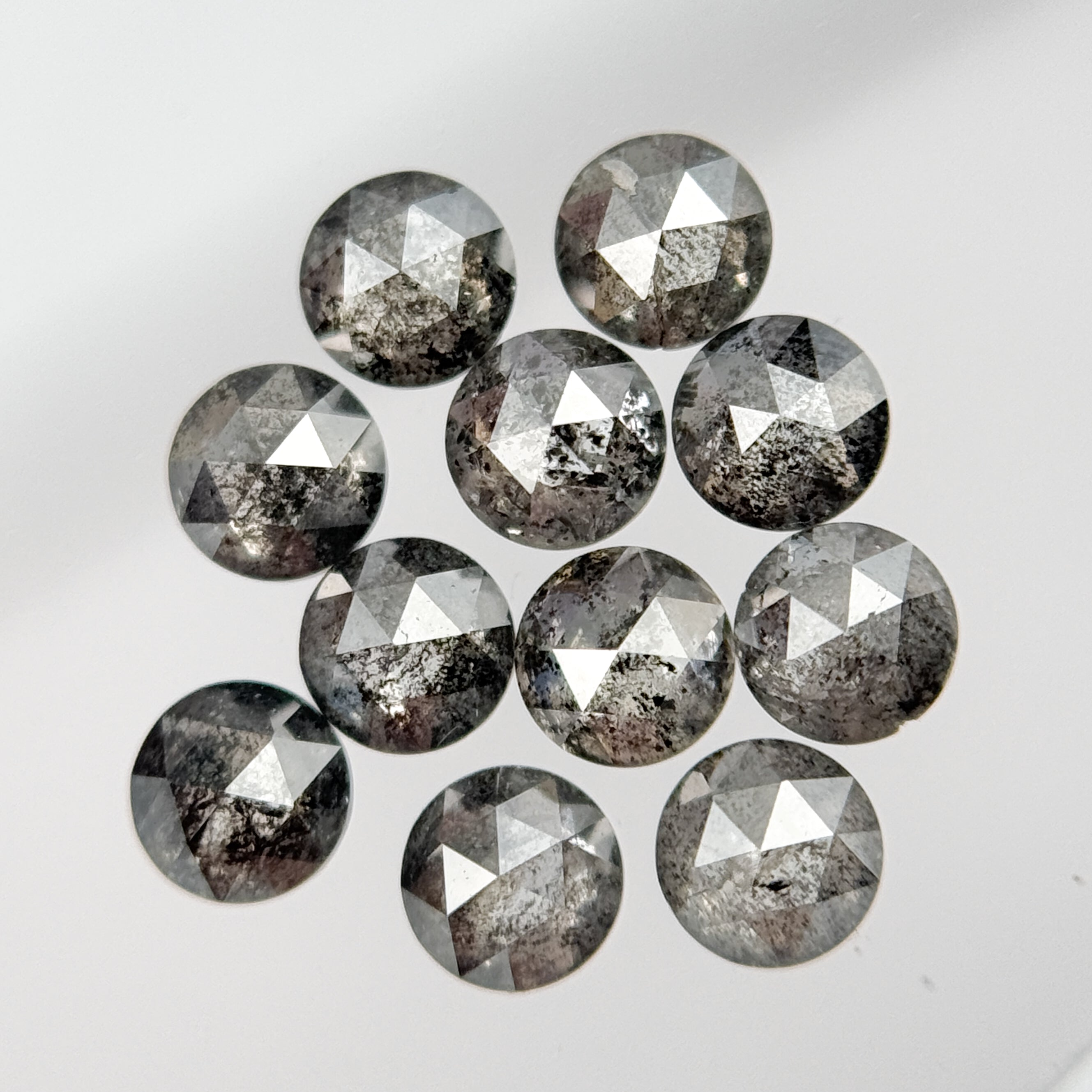 0.78 Ct Round Rose Cut Grey Natural Galaxy Diamond