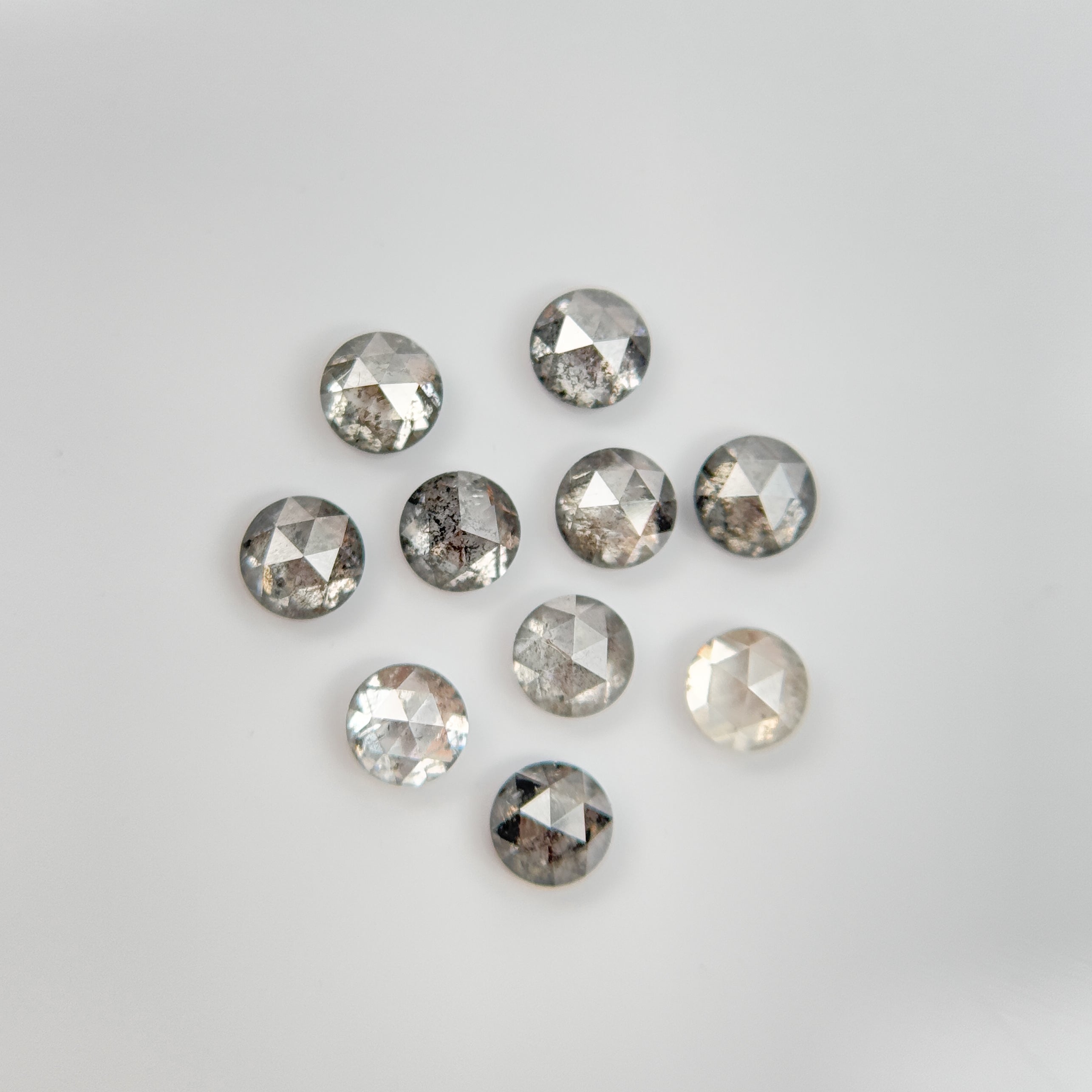 1.10 Ct Round Rose Cut Grey Natural Galaxy Salt and Pepper Diamond