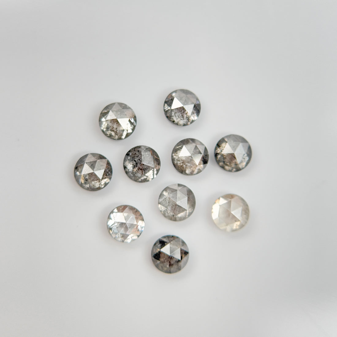 1.10 Ct Round Rose Cut Grey Natural Galaxy Salt and Pepper Diamond