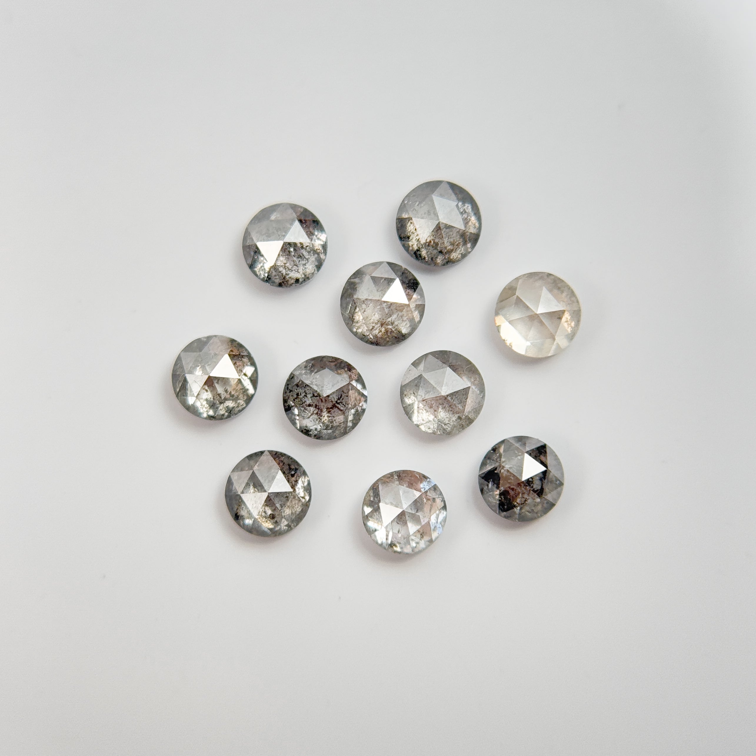 1.10 Ct Round Rose Cut Grey Natural Galaxy Salt and Pepper Diamond