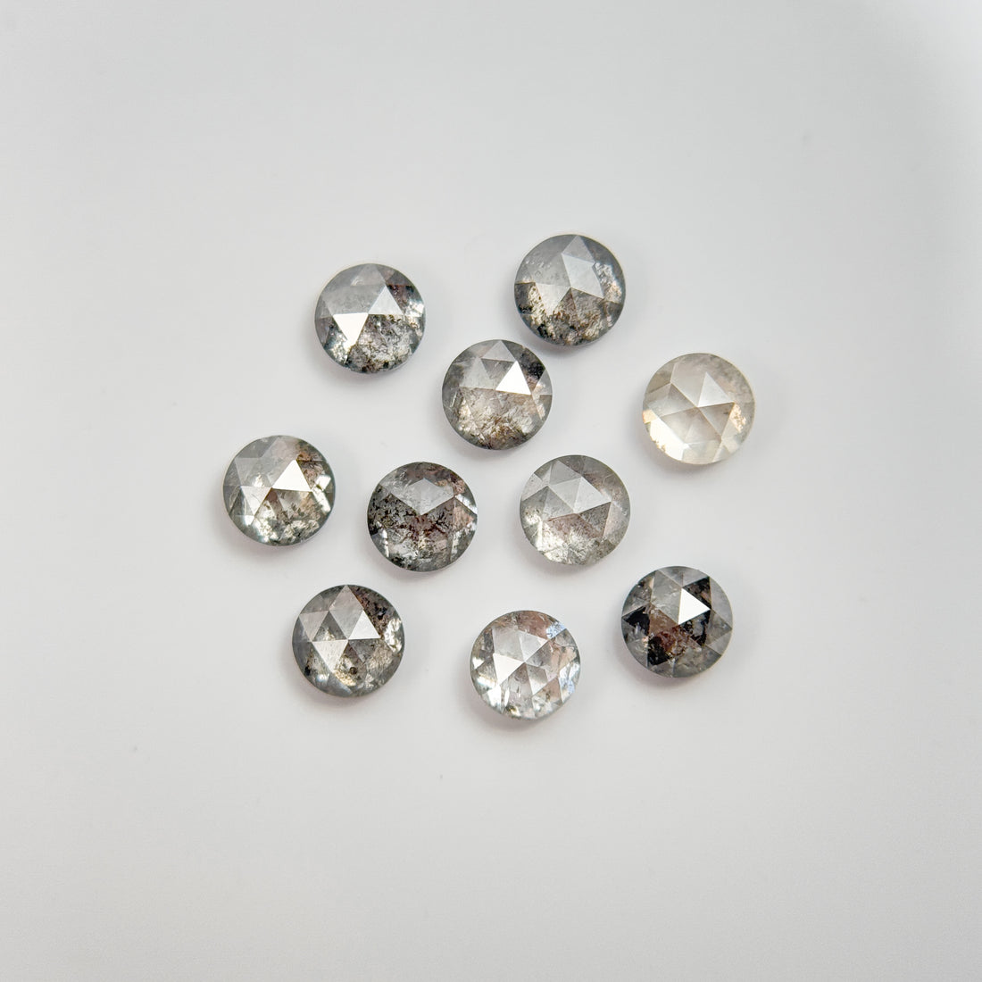 1.10 Ct Round Rose Cut Grey Natural Galaxy Salt and Pepper Diamond