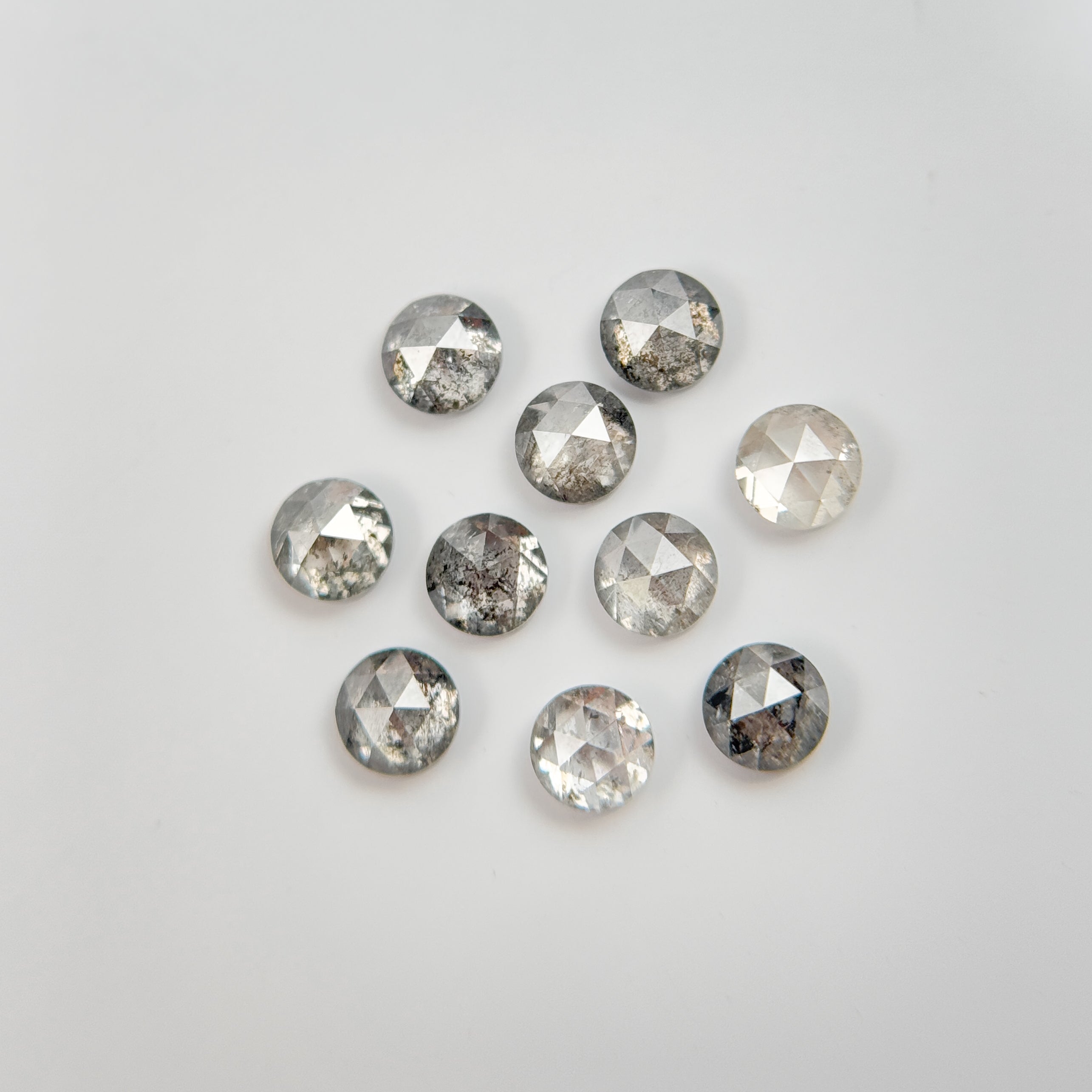 1.10 Ct Round Rose Cut Grey Natural Galaxy Salt and Pepper Diamond