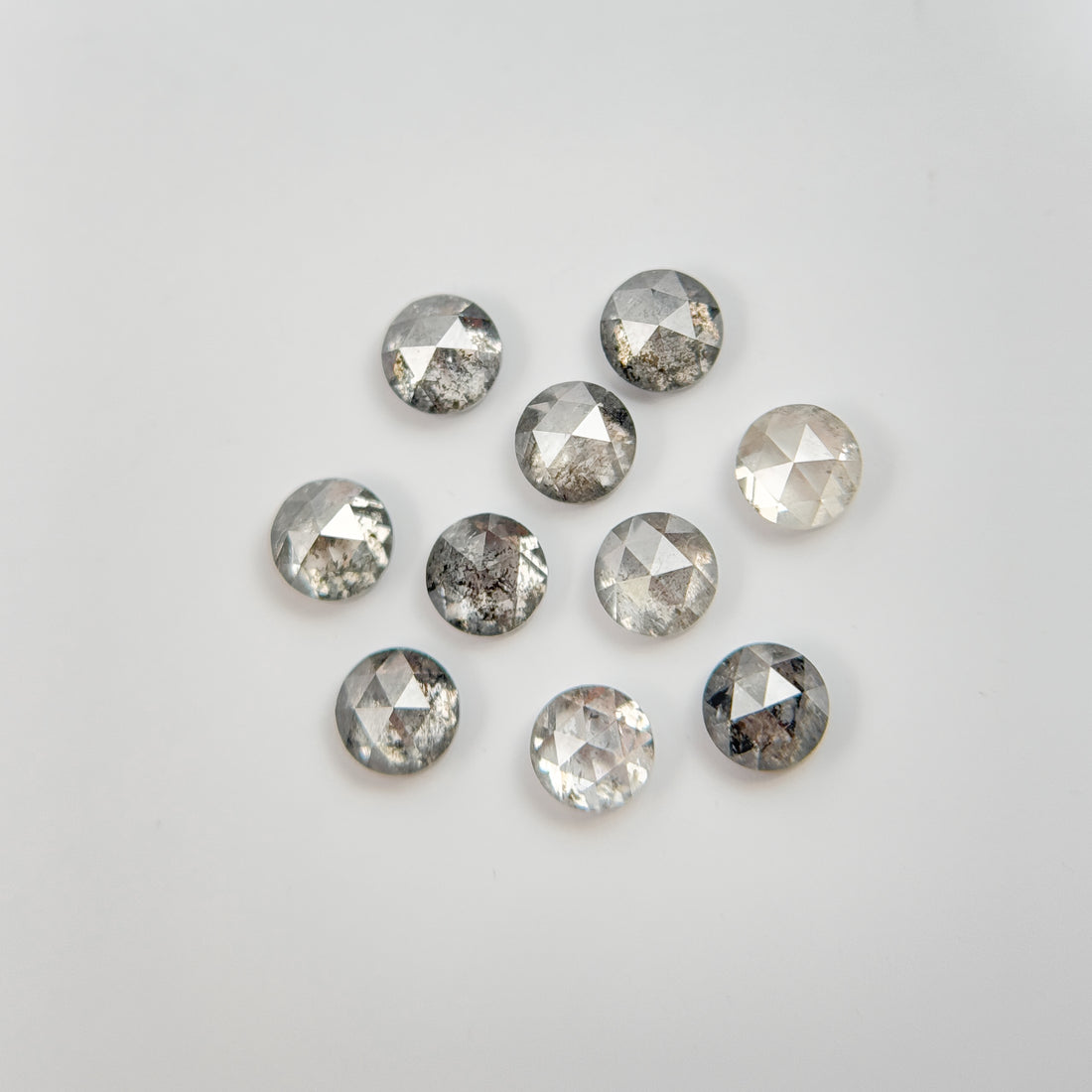 1.10 Ct Round Rose Cut Grey Natural Galaxy Salt and Pepper Diamond