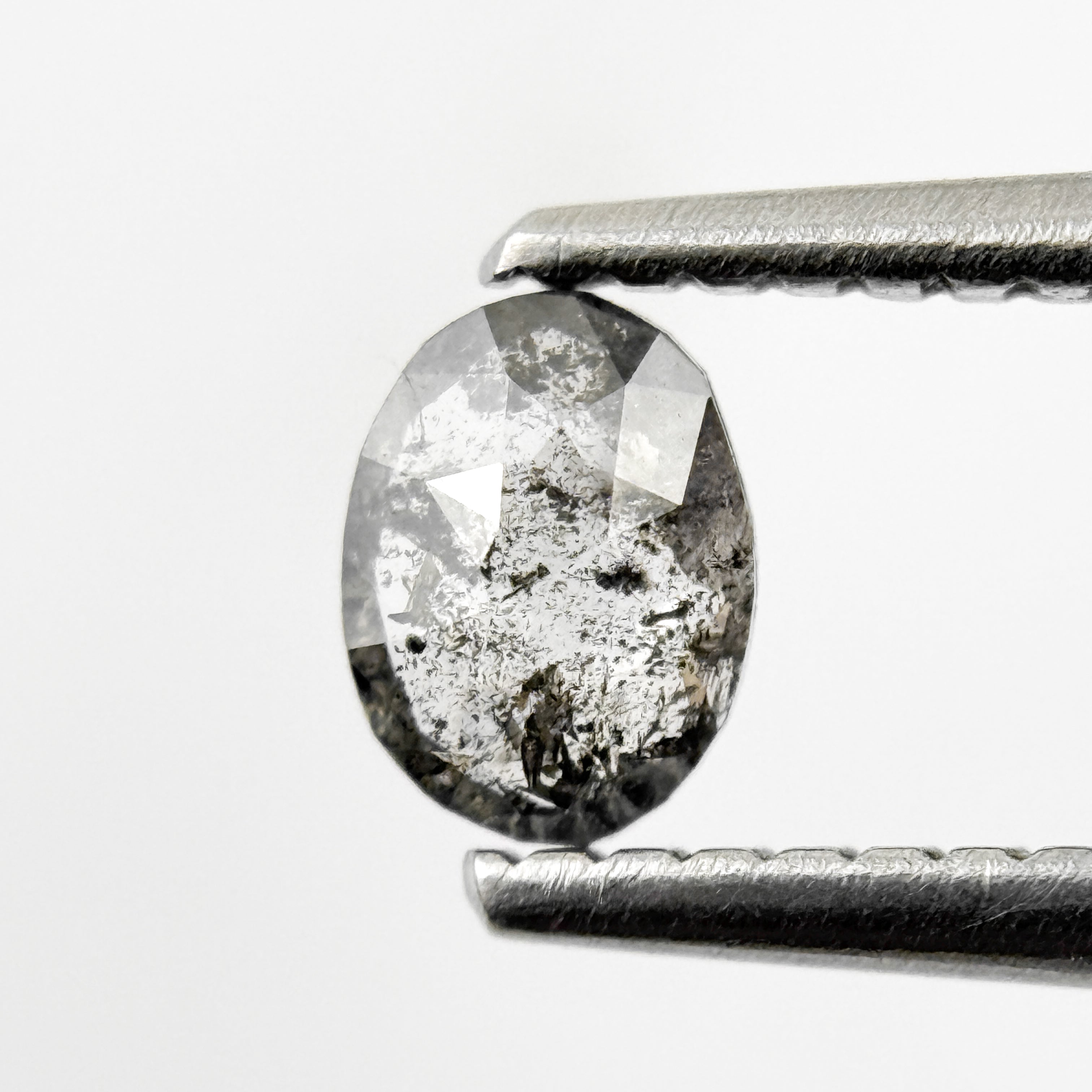 0.38 Ct Oval Rose Cut White Natural Salt and Pepper Diamond