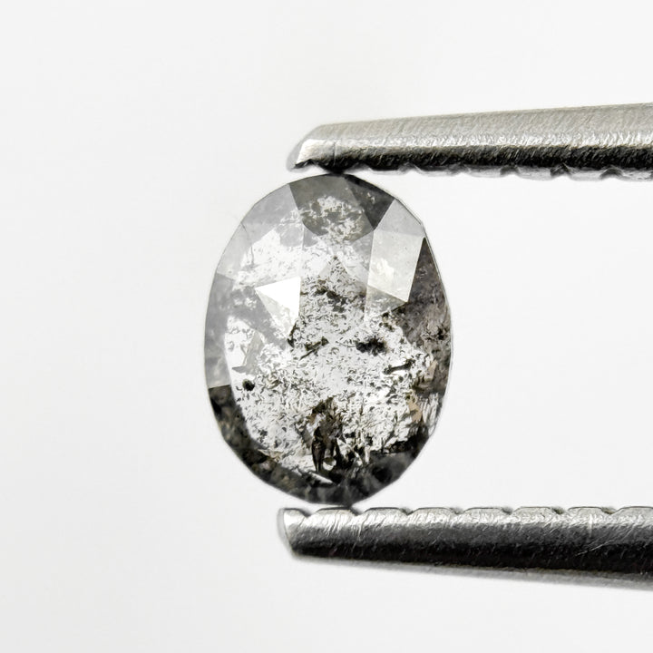 0.38 Ct Oval Rose Cut White Natural Salt and Pepper Diamond