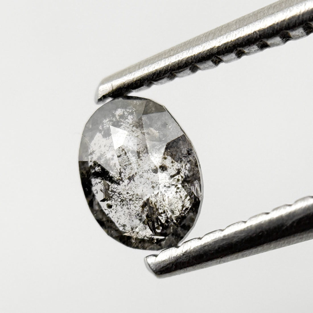 0.38 Ct Oval Rose Cut White Natural Salt and Pepper Diamond