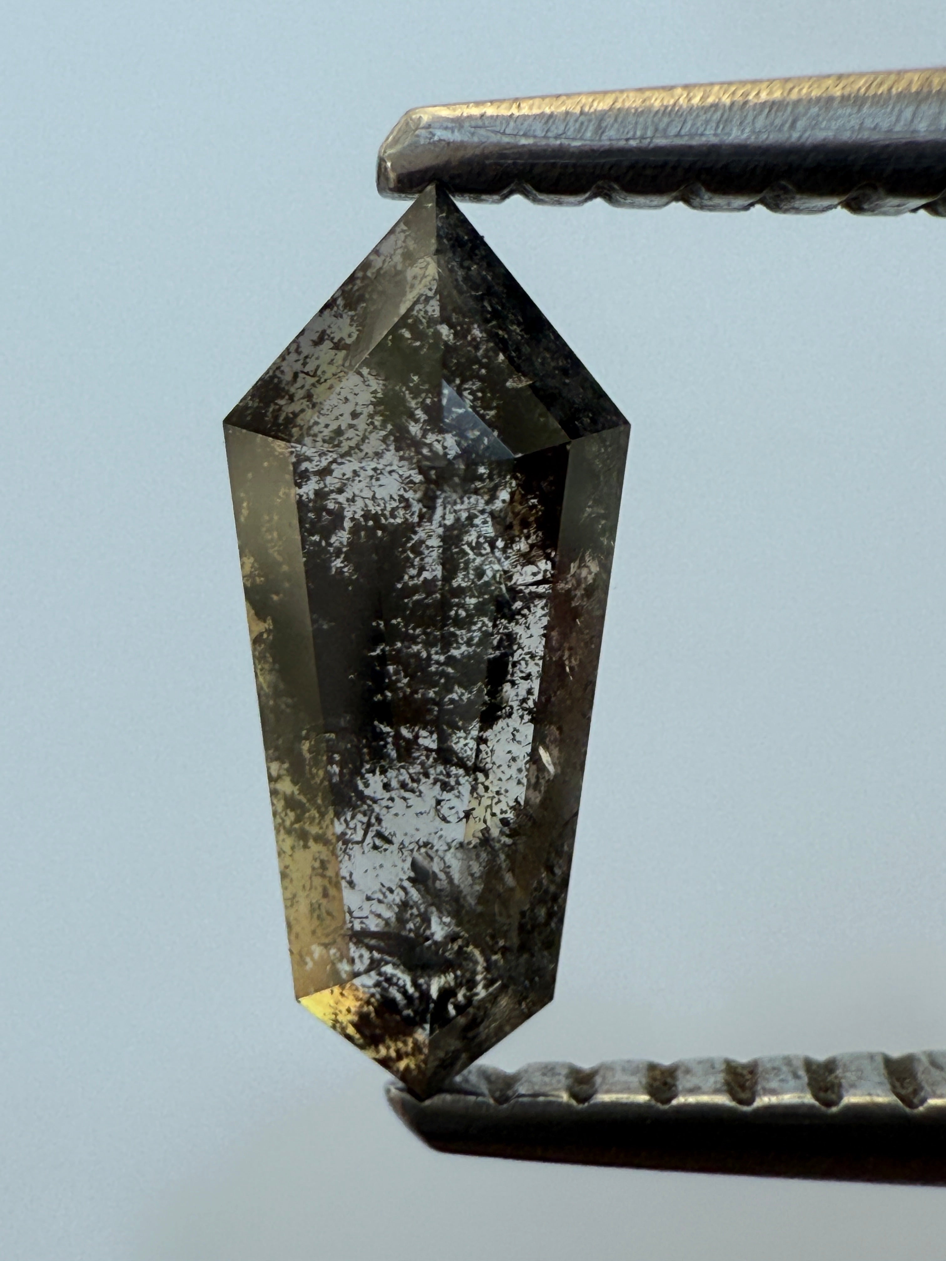 0.62 Ct Shield Rose Cut Grey Natural Salt and Pepper Diamond