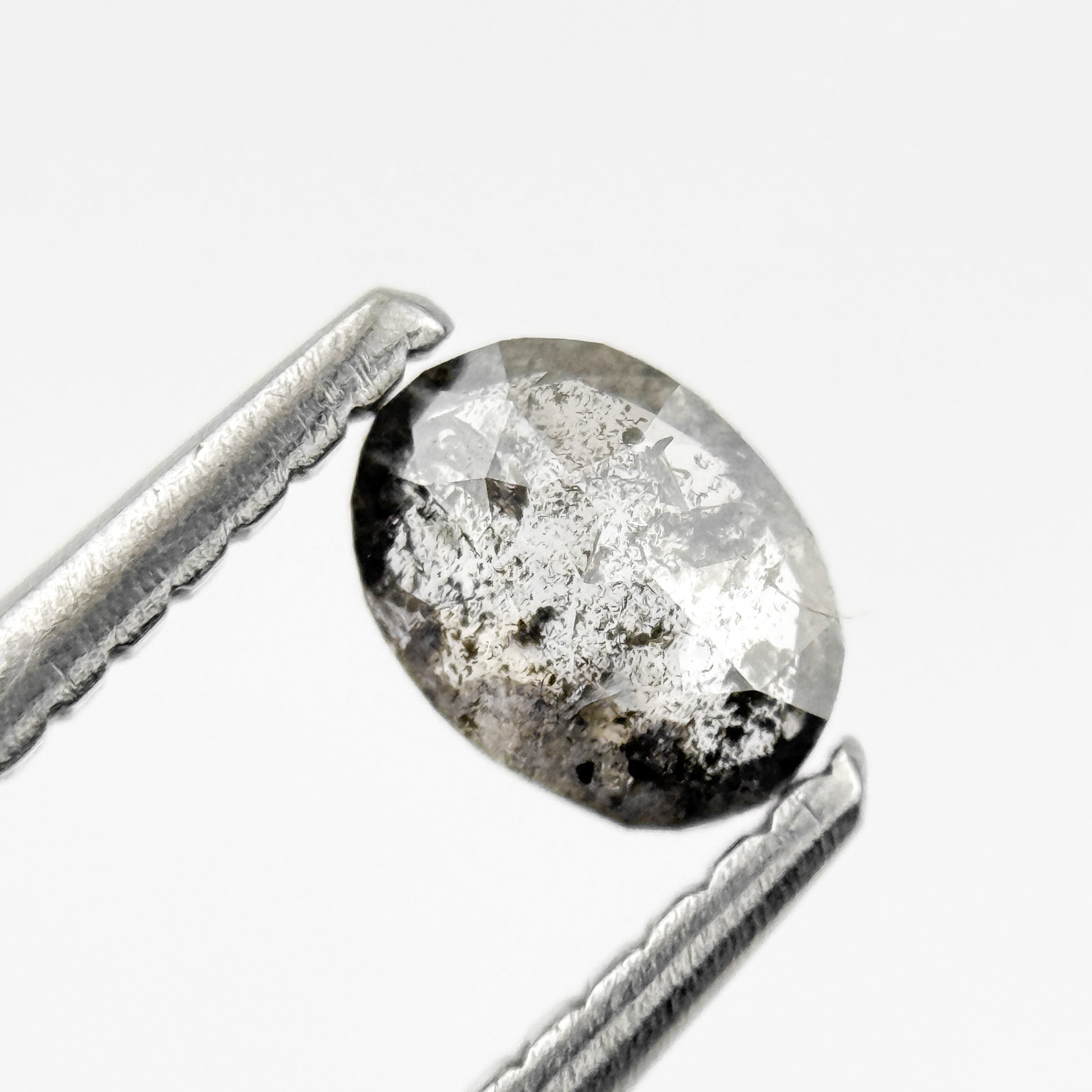 0.38 Ct Oval Rose Cut White Natural Salt and Pepper Diamond