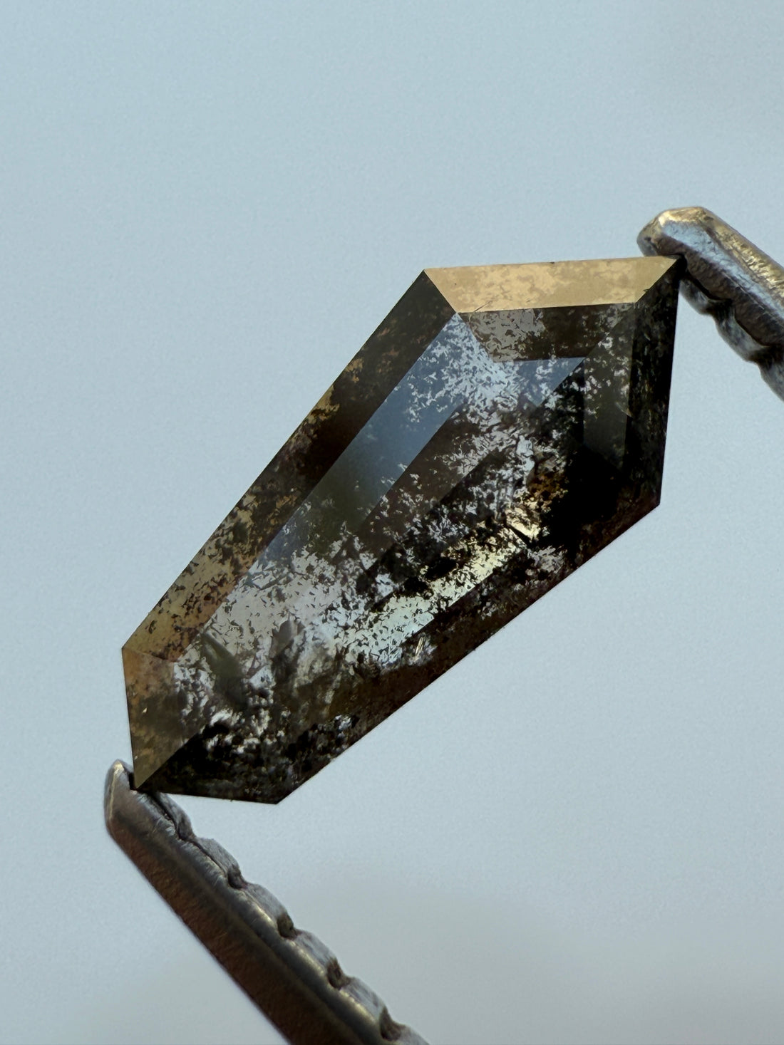 0.62 Ct Shield Rose Cut Grey Natural Salt and Pepper Diamond
