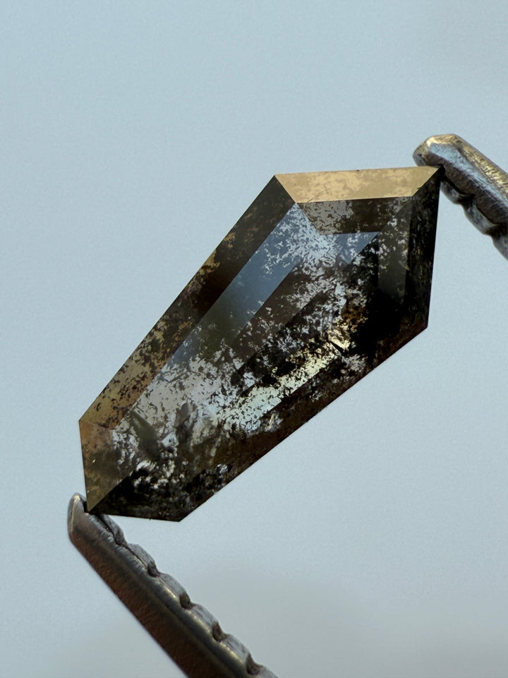 0.62 Ct Shield Rose Cut Grey Natural Salt and Pepper Diamond