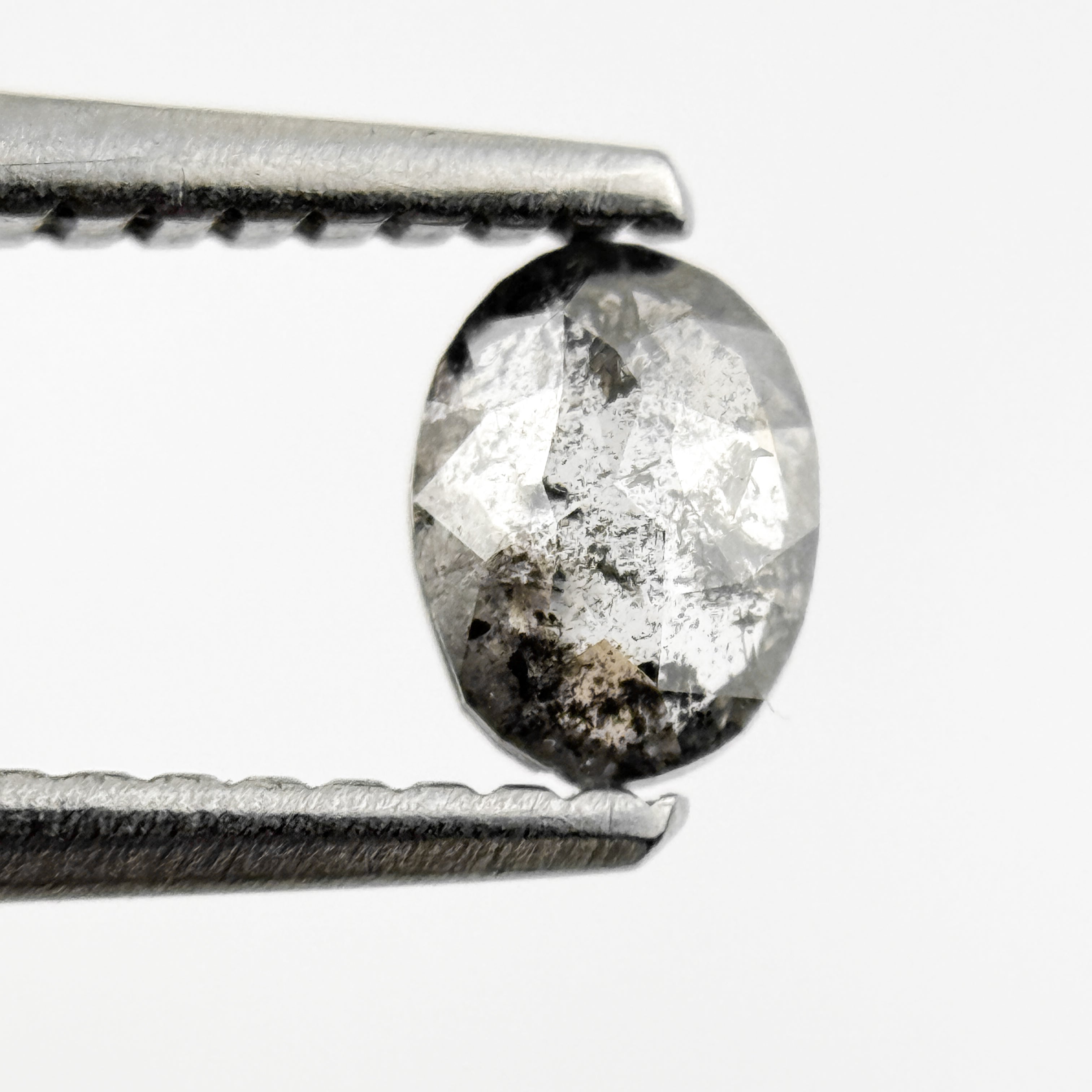0.38 Ct Oval Rose Cut White Natural Salt and Pepper Diamond