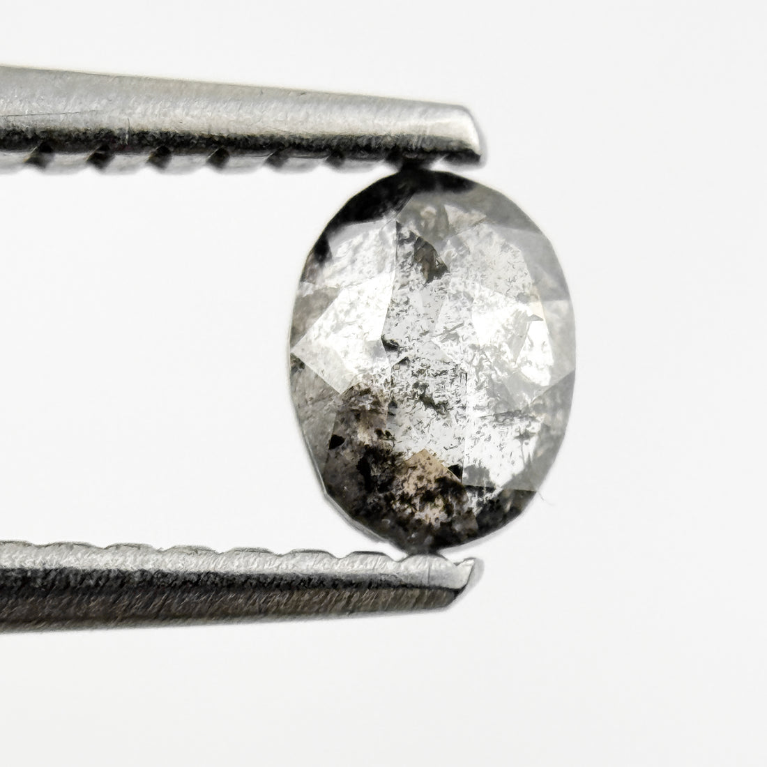 0.38 Ct Oval Rose Cut White Natural Salt and Pepper Diamond
