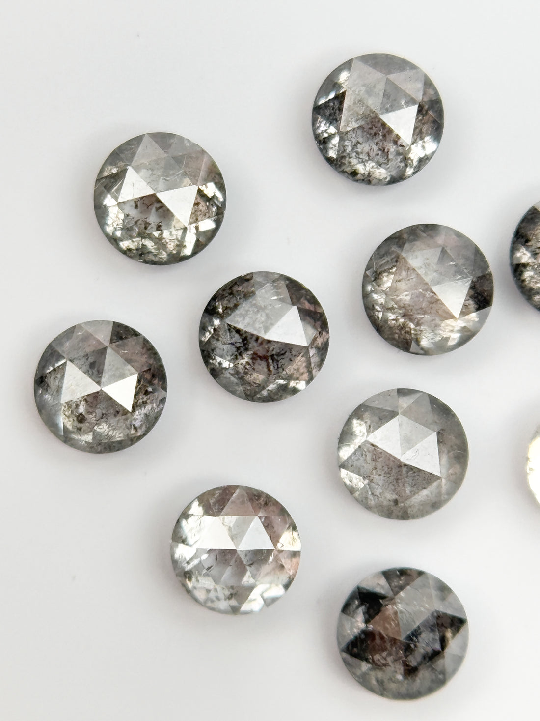 1.10 Ct Round Rose Cut Grey Natural Galaxy Salt and Pepper Diamond