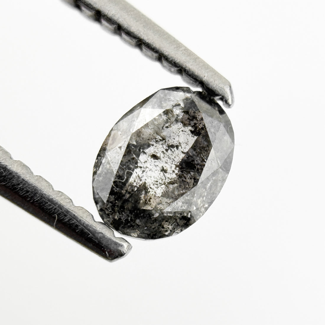 0.38 Ct Oval Rose Cut White Natural Salt and Pepper Diamond