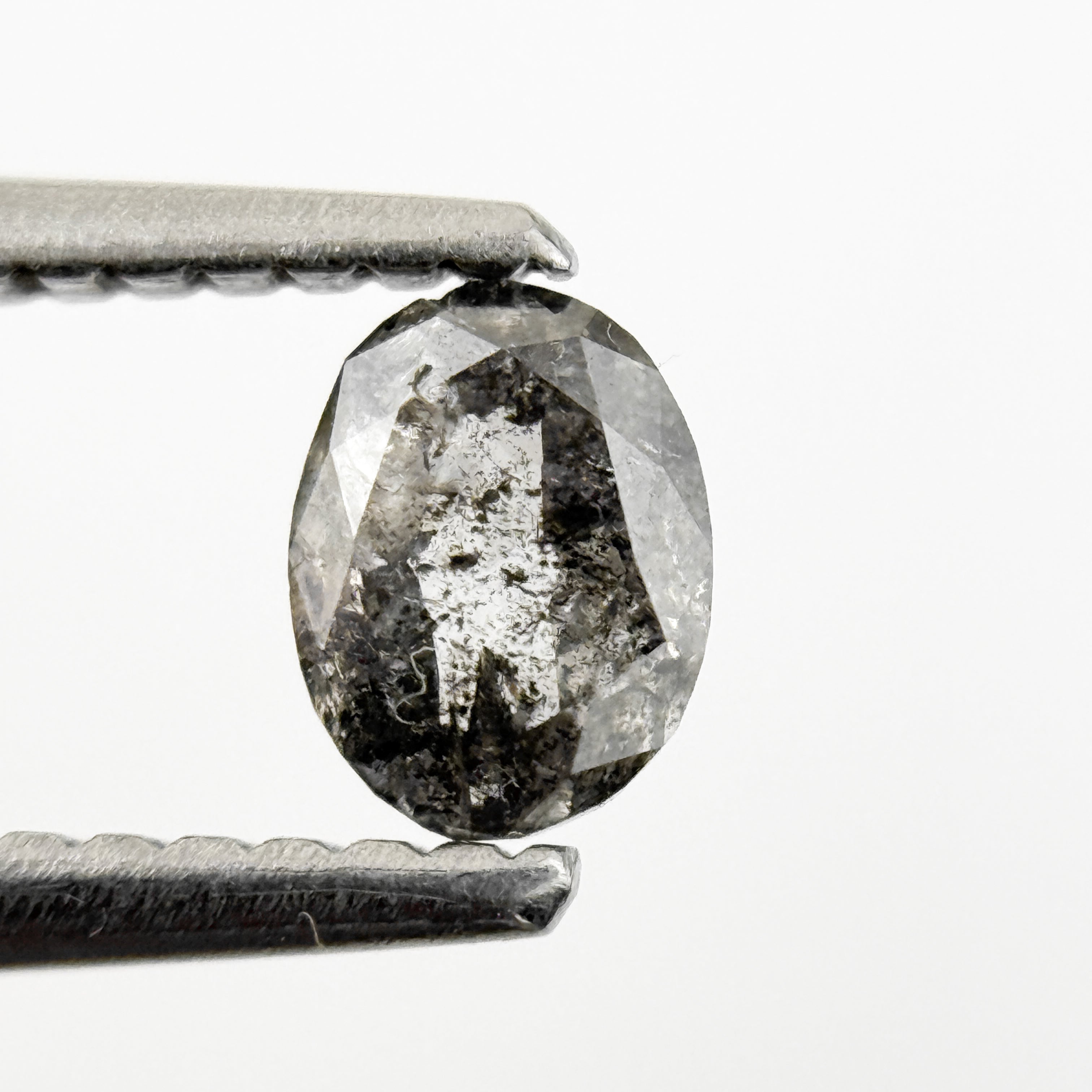0.38 Ct Oval Rose Cut White Natural Salt and Pepper Diamond