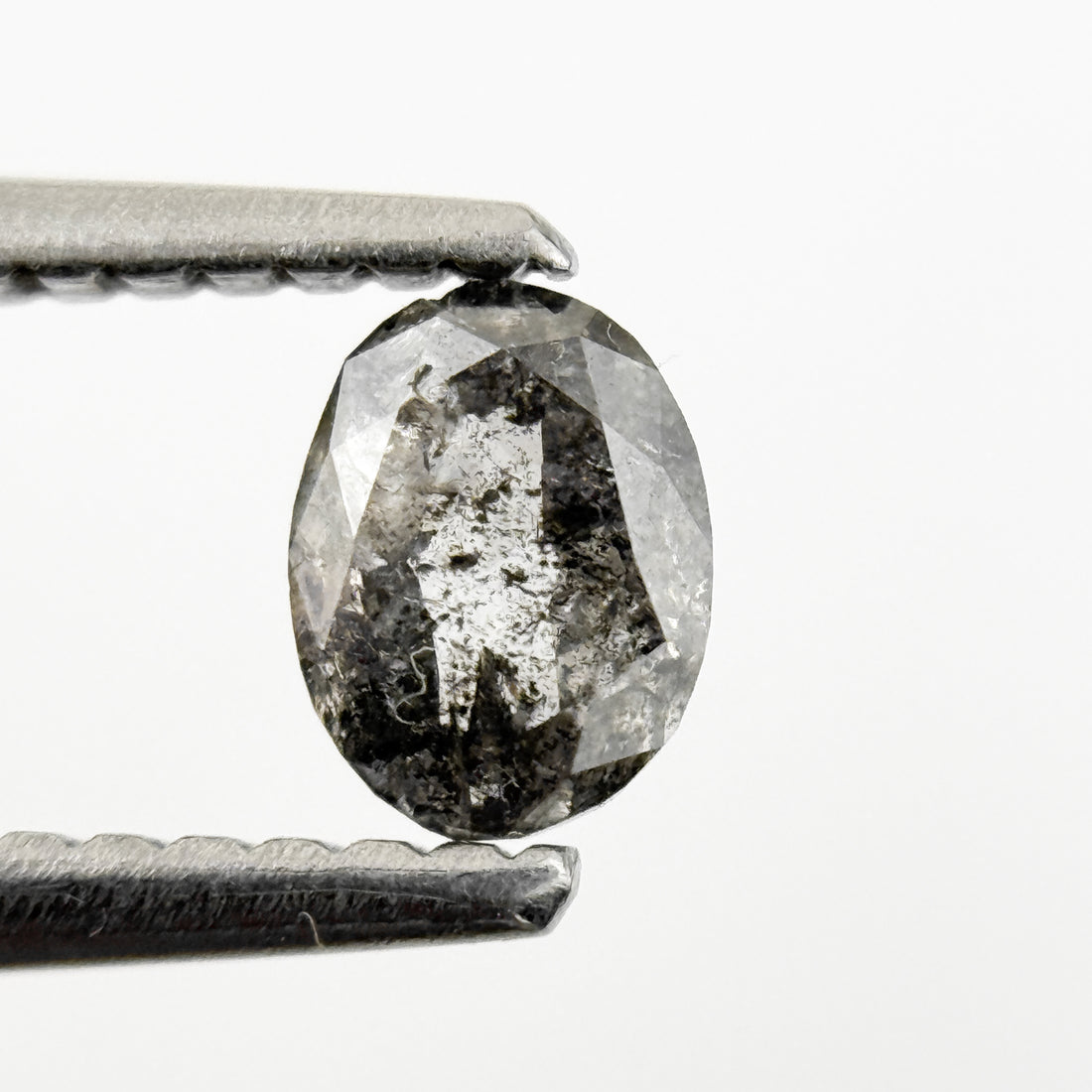 0.38 Ct Oval Rose Cut White Natural Salt and Pepper Diamond