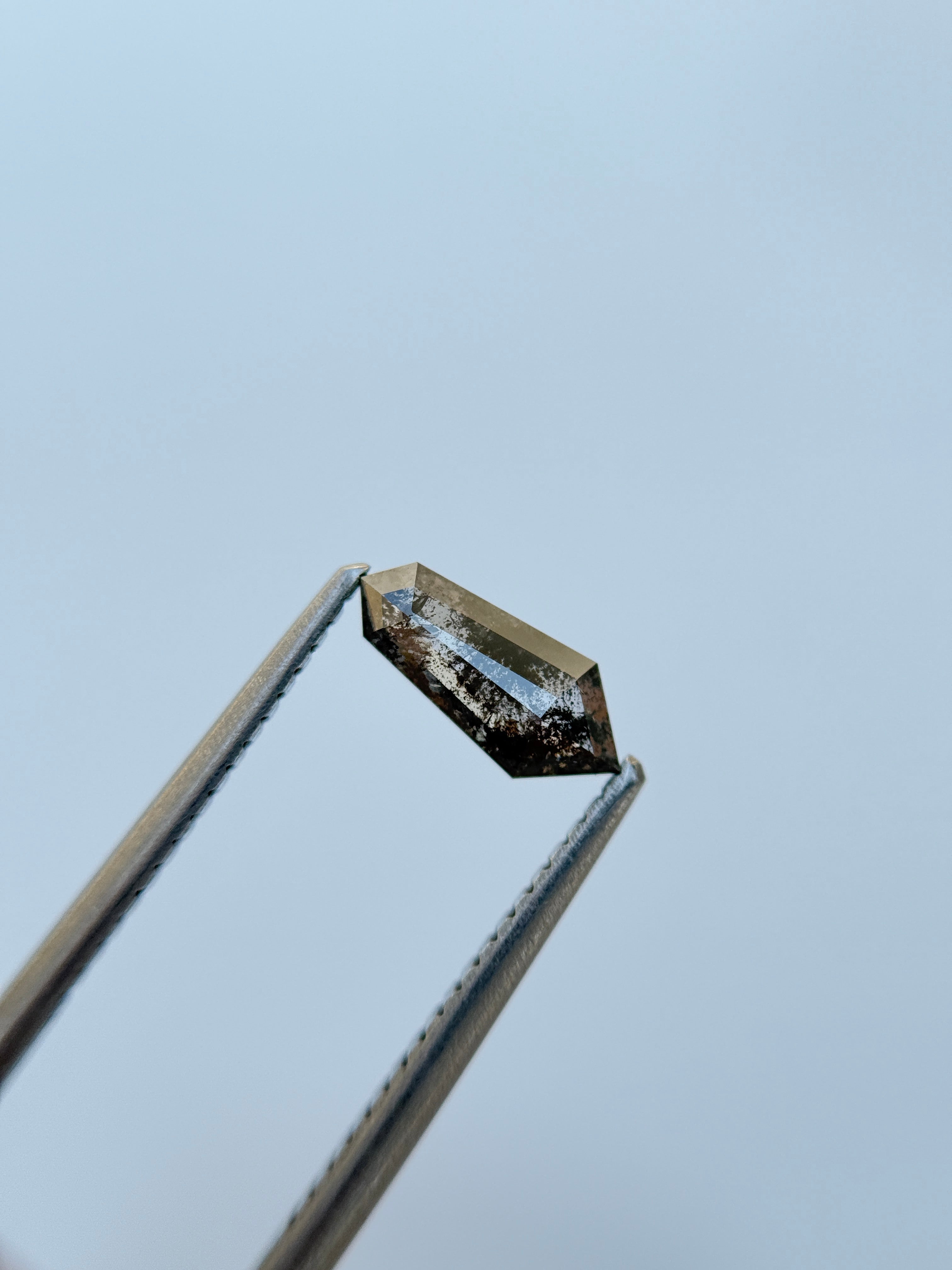 0.62 Ct Shield Rose Cut Grey Natural Salt and Pepper Diamond