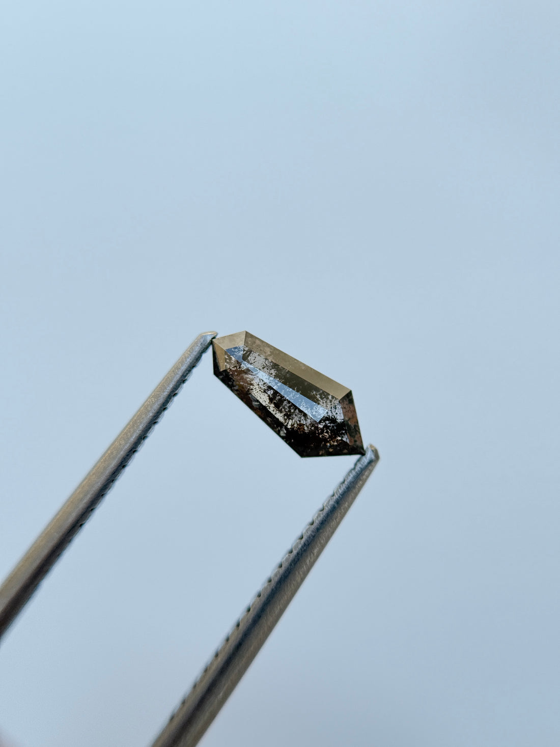 0.62 Ct Shield Rose Cut Grey Natural Salt and Pepper Diamond