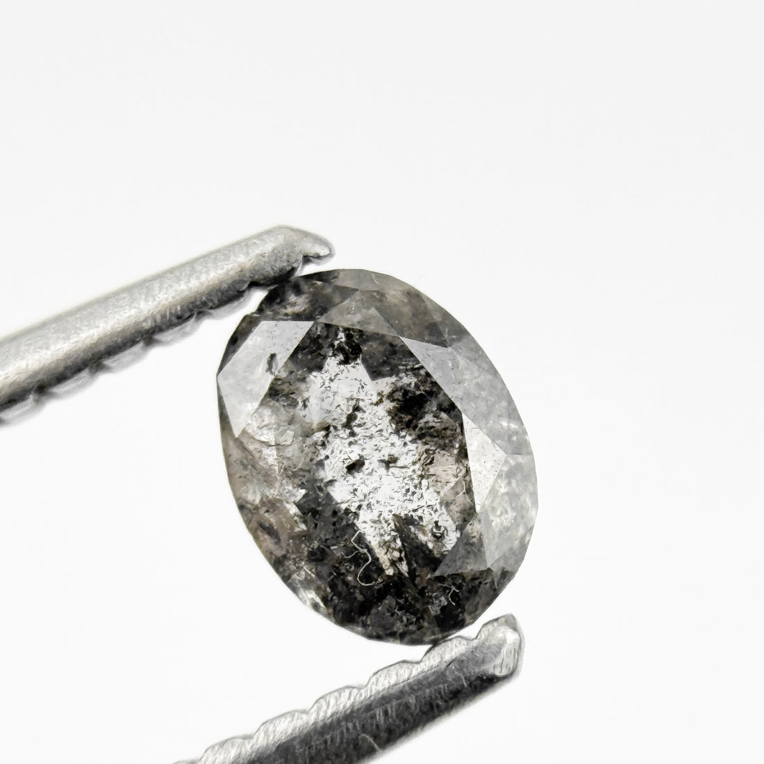 0.38 Ct Oval Rose Cut White Natural Salt and Pepper Diamond