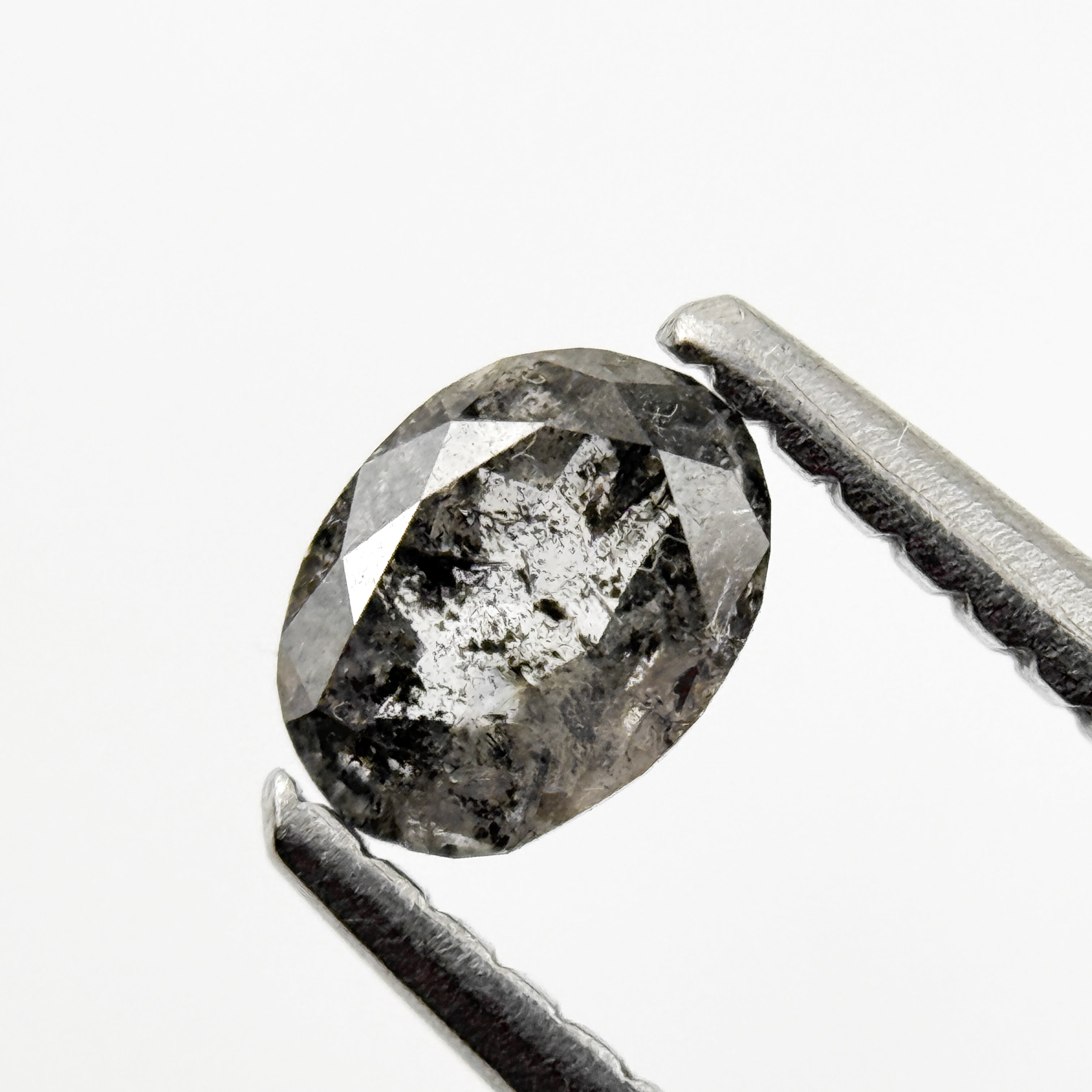 0.38 Ct Oval Rose Cut White Natural Salt and Pepper Diamond