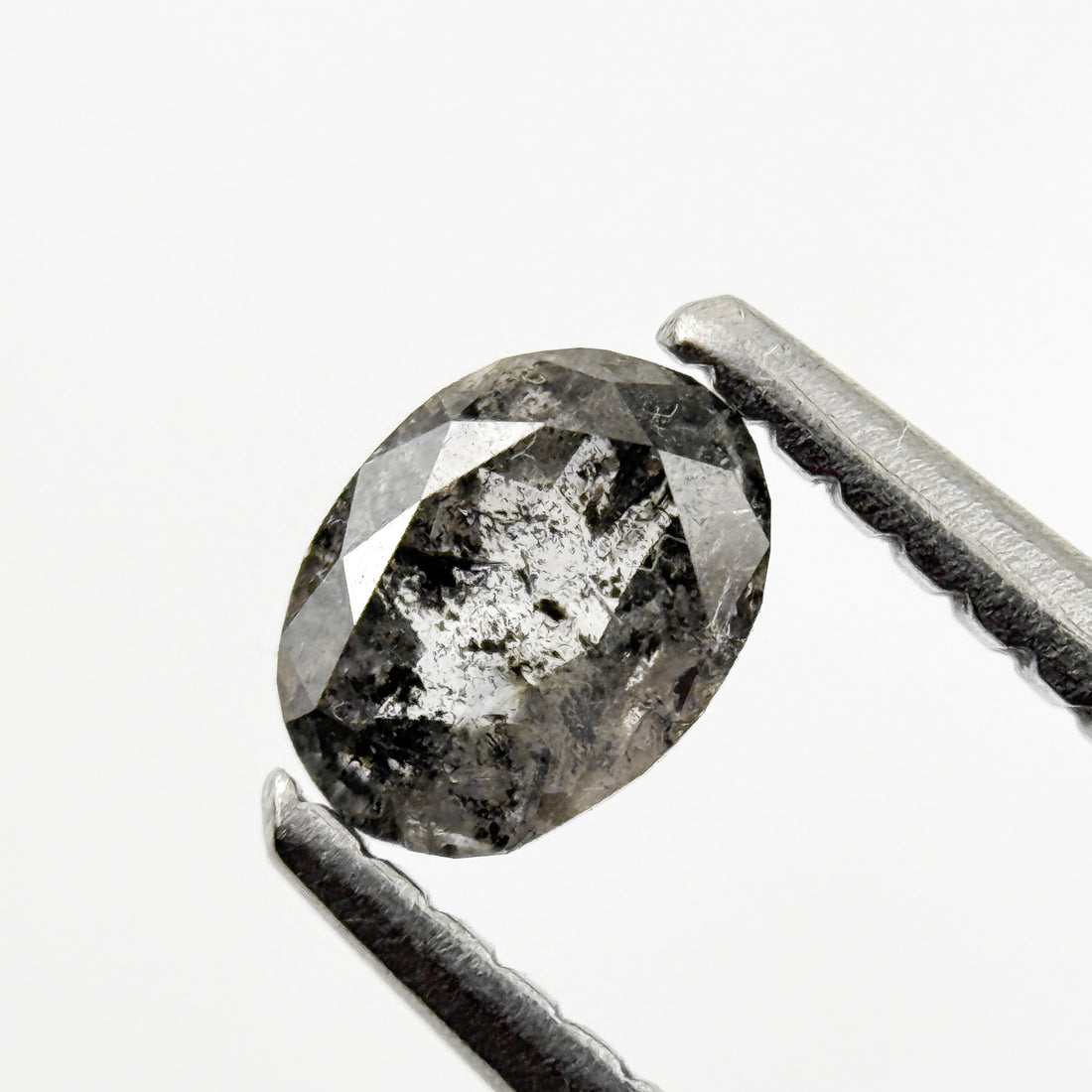 0.38 Ct Oval Rose Cut White Natural Salt and Pepper Diamond