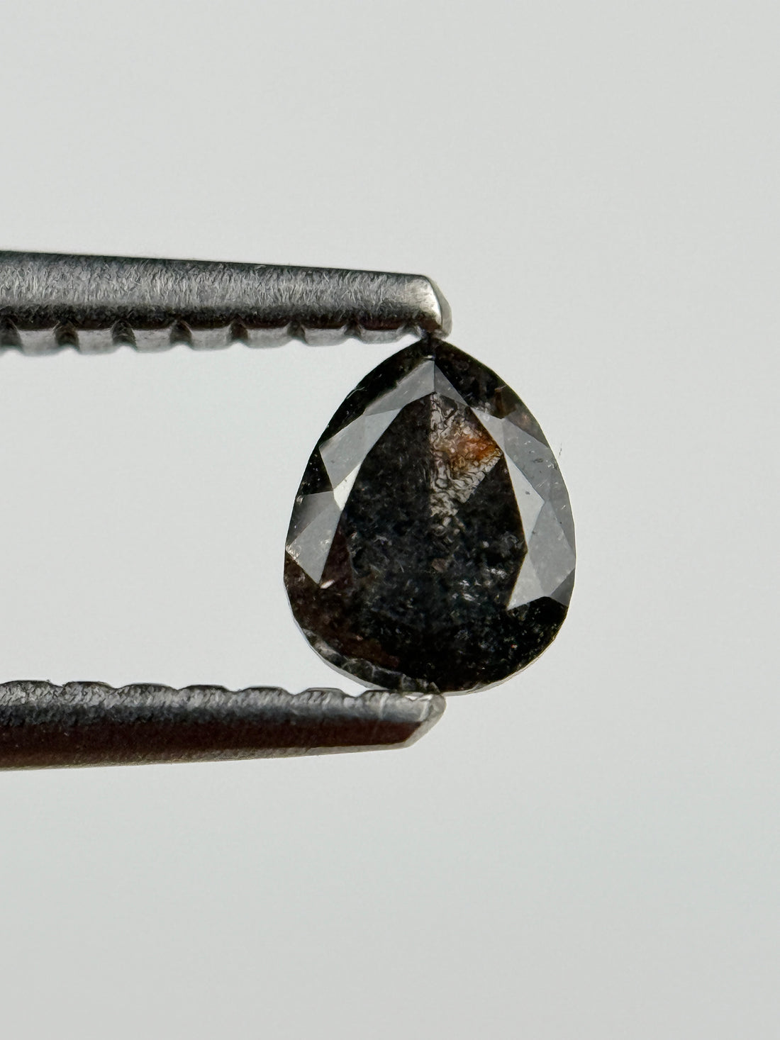 0.45 Ct Pear Rose Cut Grey Natural Salt and Pepper Diamond