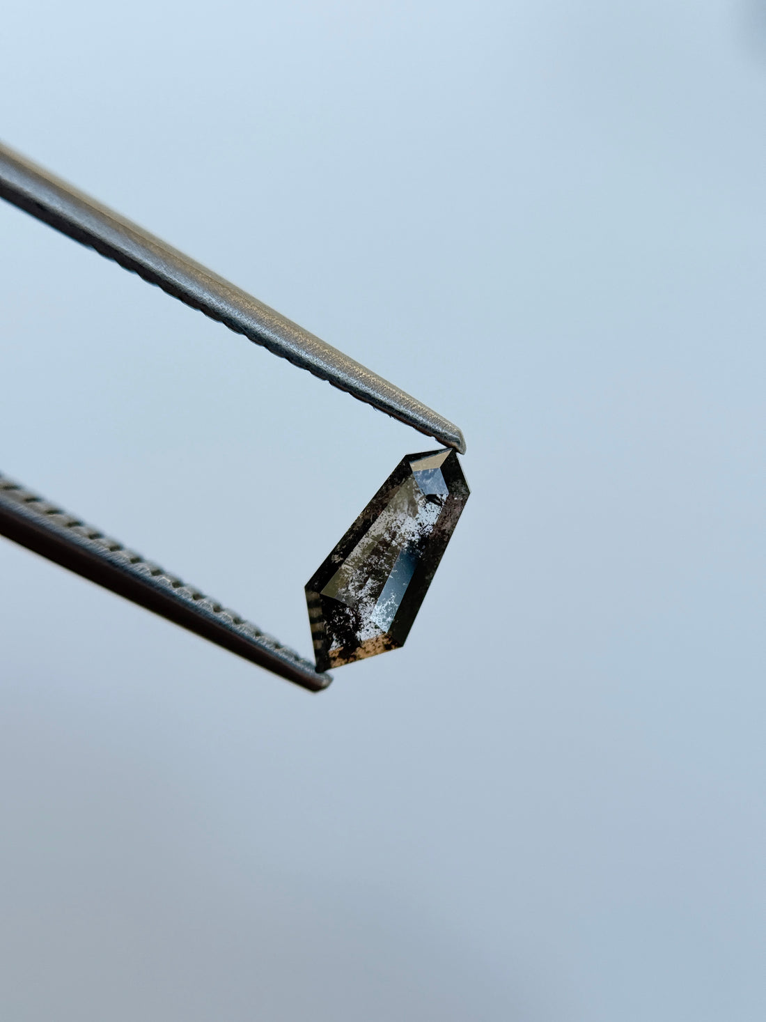 0.62 Ct Shield Rose Cut Grey Natural Salt and Pepper Diamond