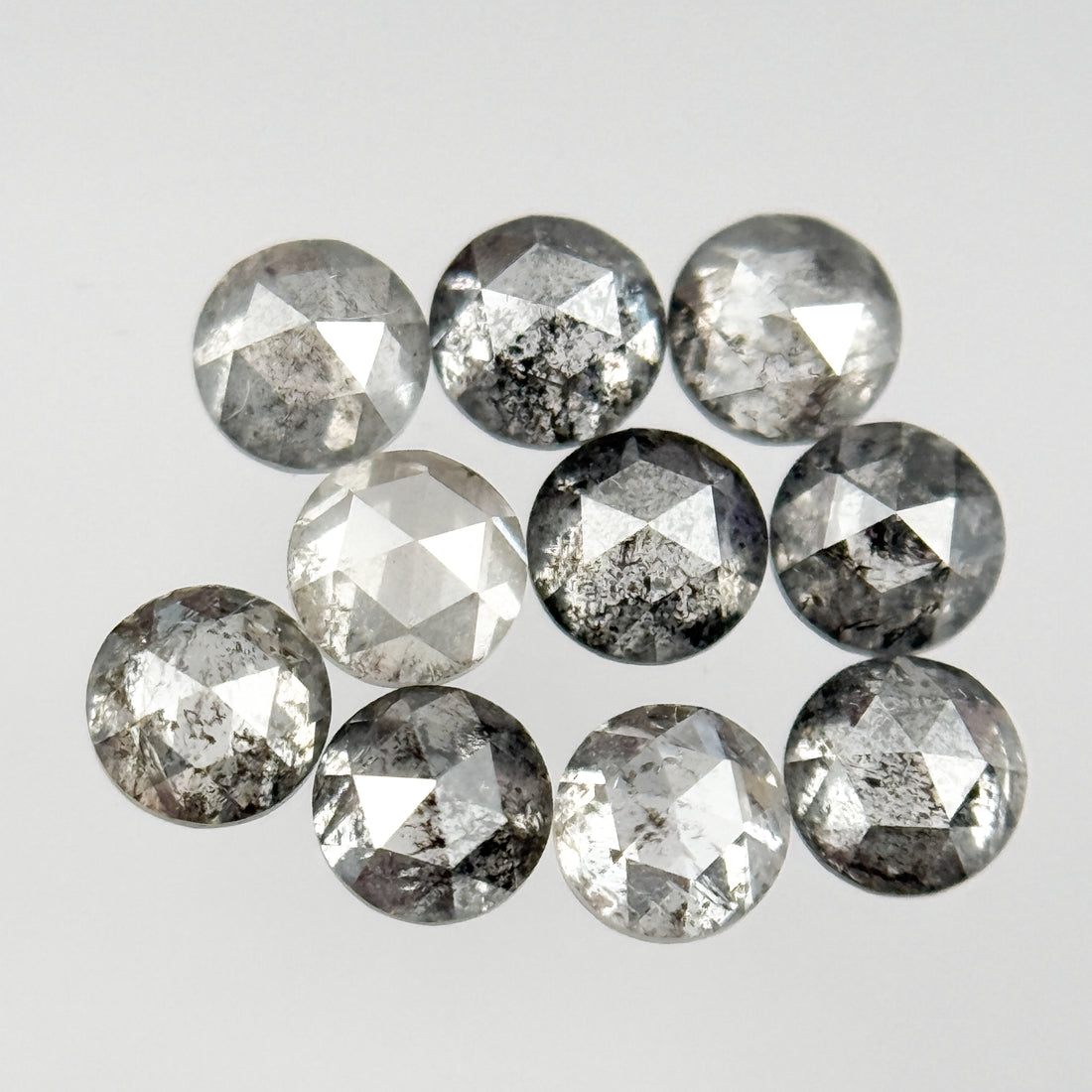 1.10 Ct Round Rose Cut Grey Natural Galaxy Salt and Pepper Diamond