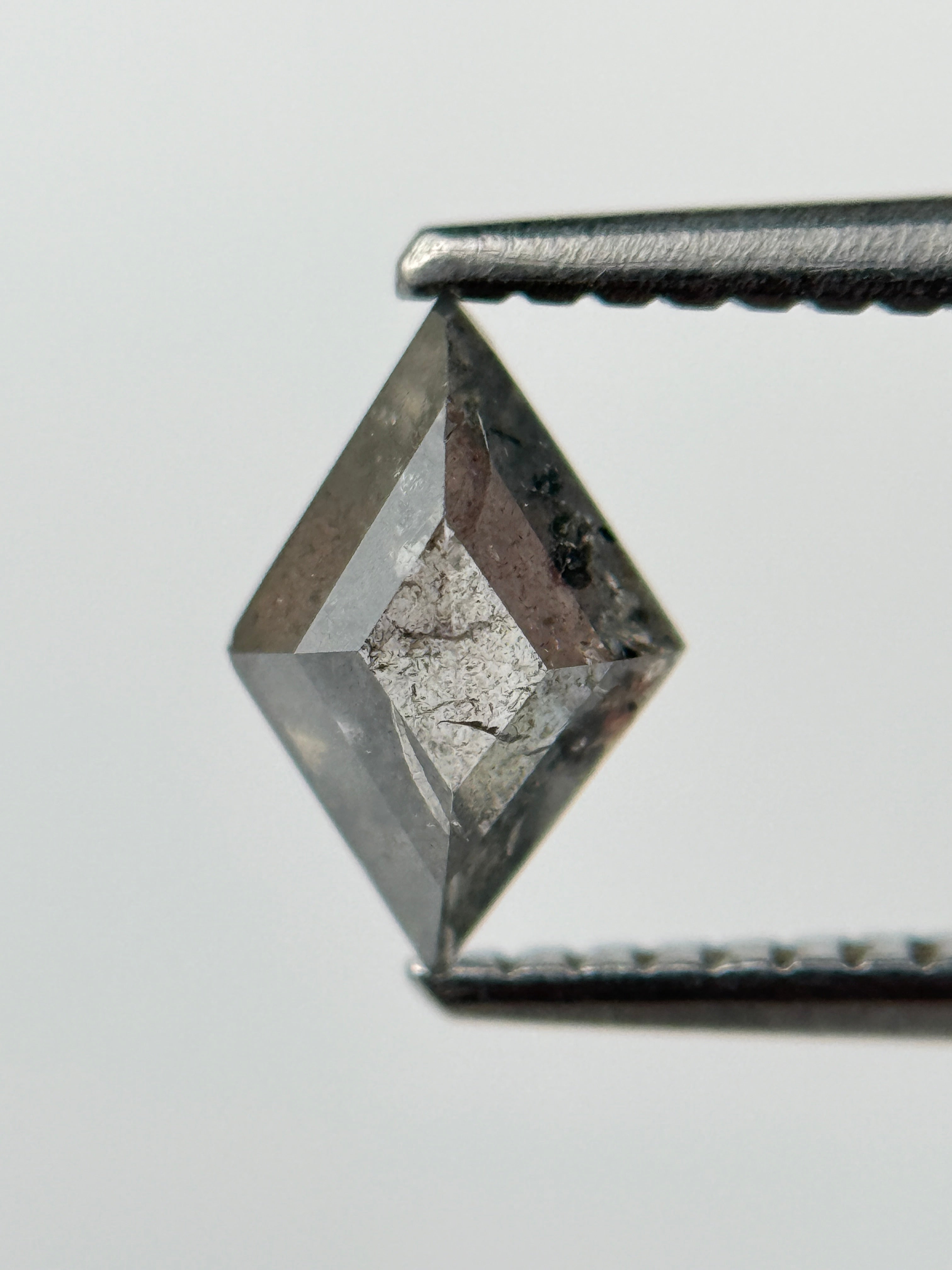 0.82 Ct Kite Rose Cut Grey Natural Salt and Pepper Diamond