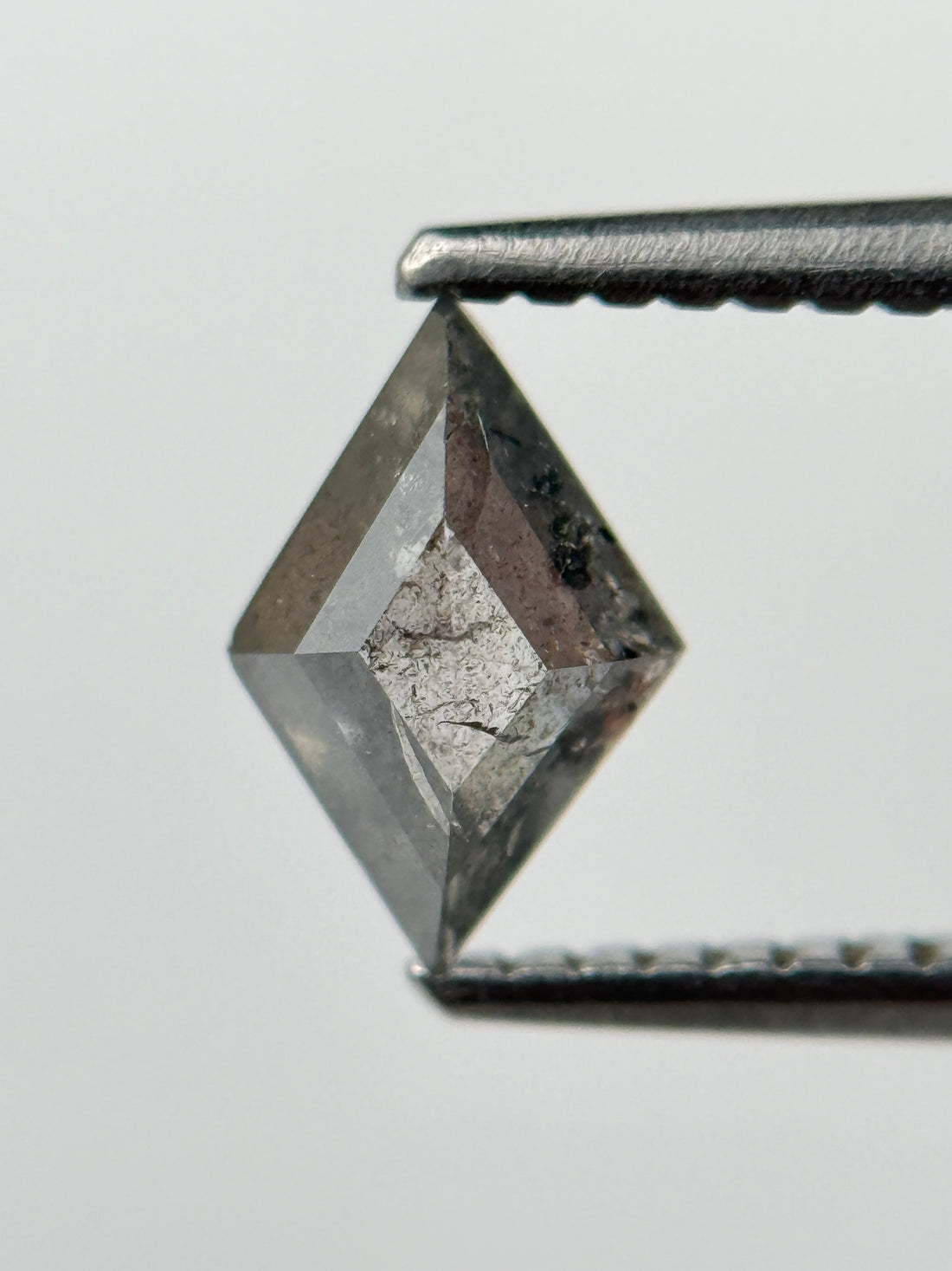 0.82 Ct Kite Rose Cut Grey Natural Salt and Pepper Diamond