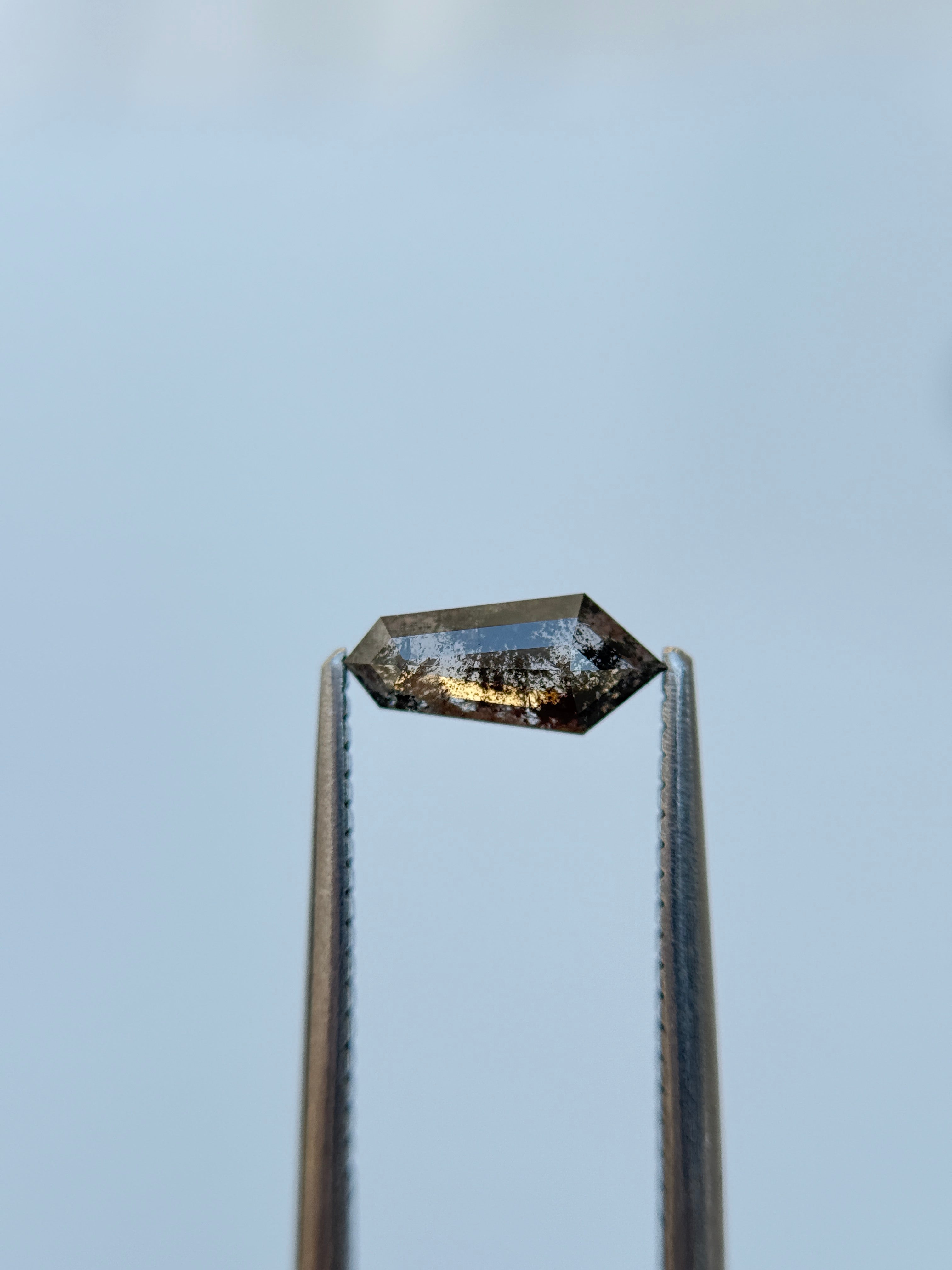 0.62 Ct Shield Rose Cut Grey Natural Salt and Pepper Diamond