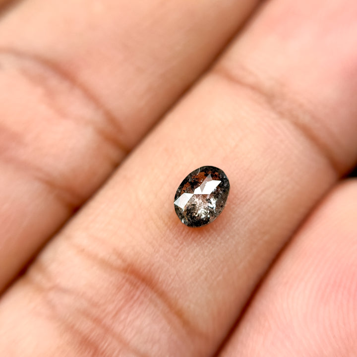 0.38 Ct Oval Rose Cut White Natural Salt and Pepper Diamond