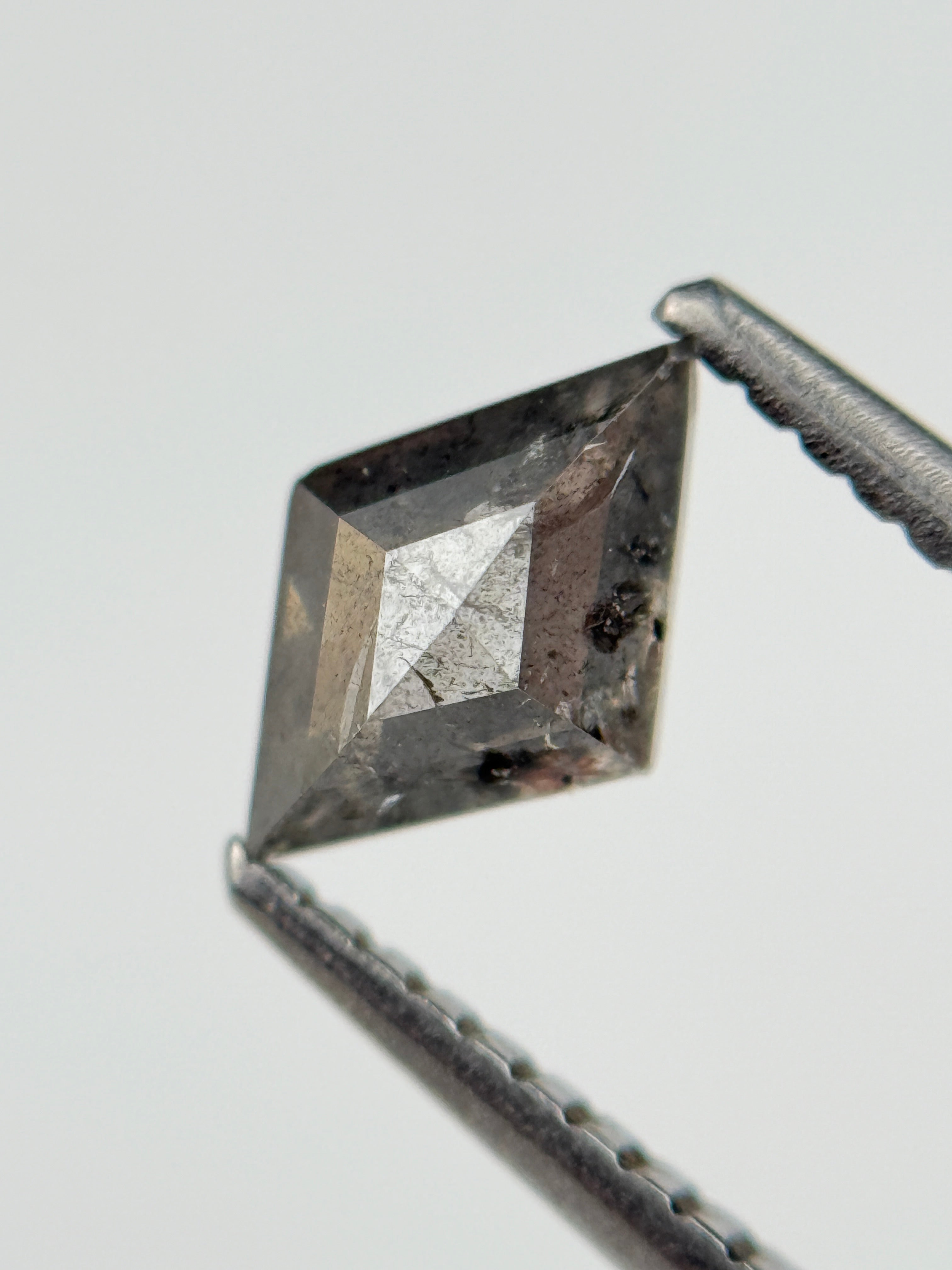 0.82 Ct Kite Rose Cut Grey Natural Salt and Pepper Diamond