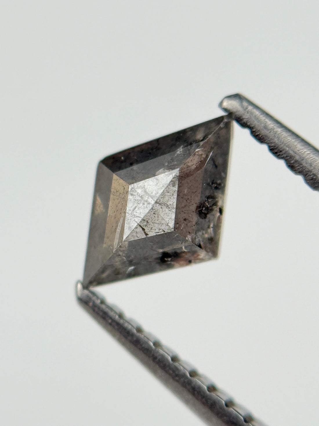 0.82 Ct Kite Rose Cut Grey Natural Salt and Pepper Diamond