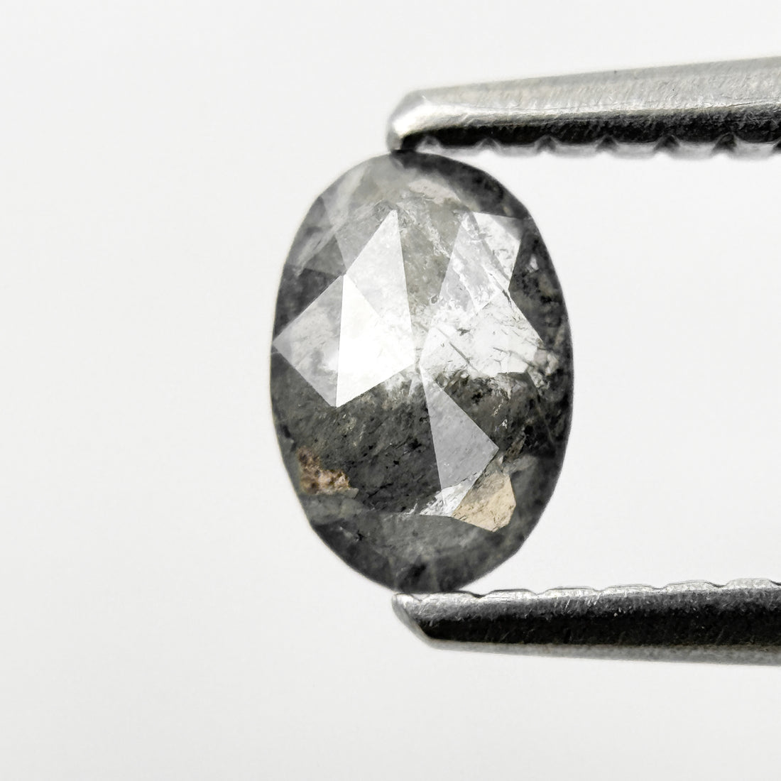 0.41 Ct Oval Rose Cut Grey Natural Salt and Pepper Diamond