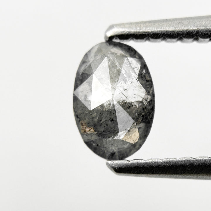 0.41 Ct Oval Rose Cut Grey Natural Salt and Pepper Diamond