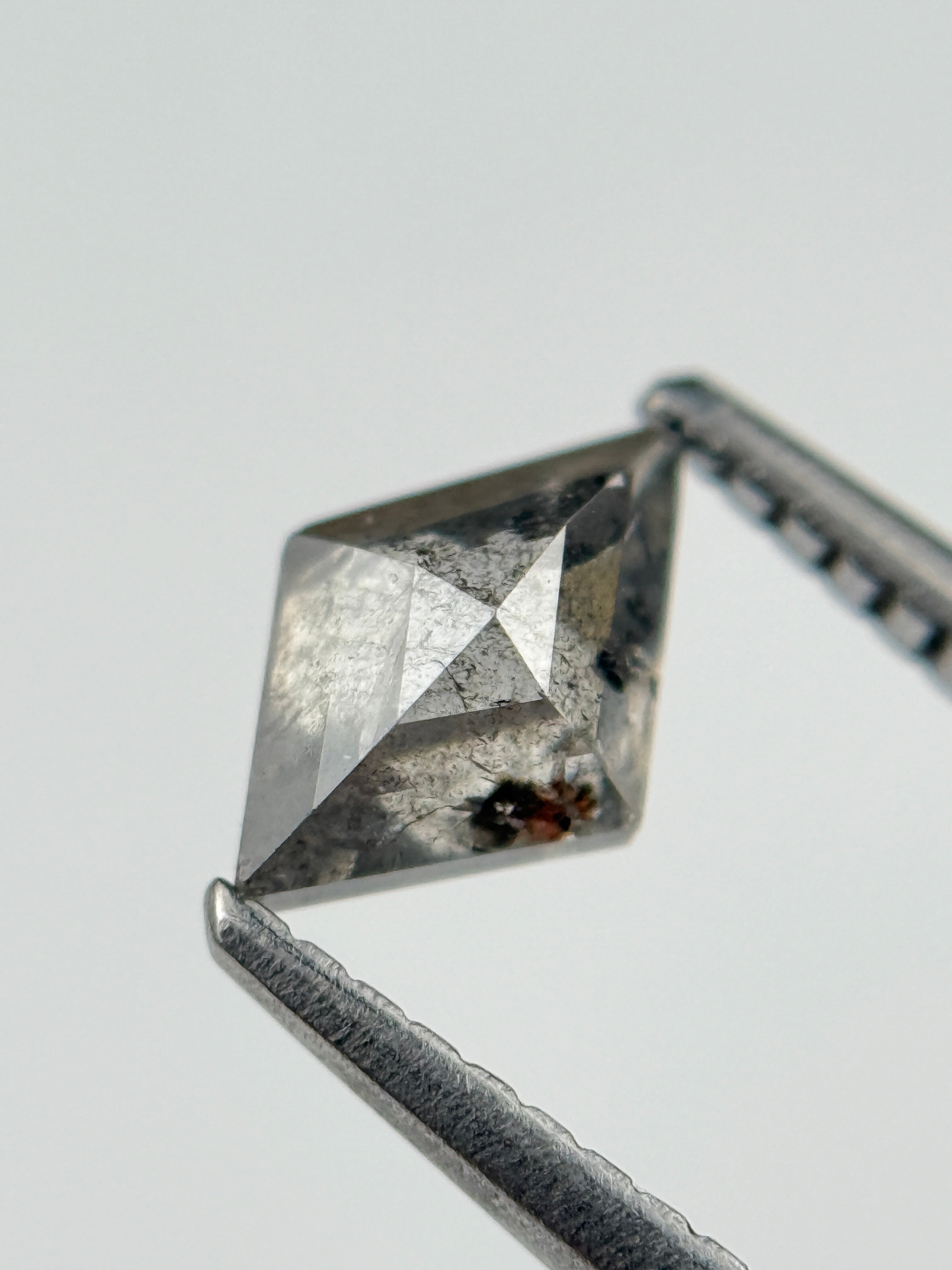 0.82 Ct Kite Rose Cut Grey Natural Salt and Pepper Diamond