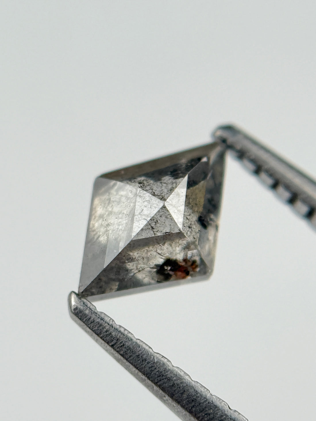 0.82 Ct Kite Rose Cut Grey Natural Salt and Pepper Diamond