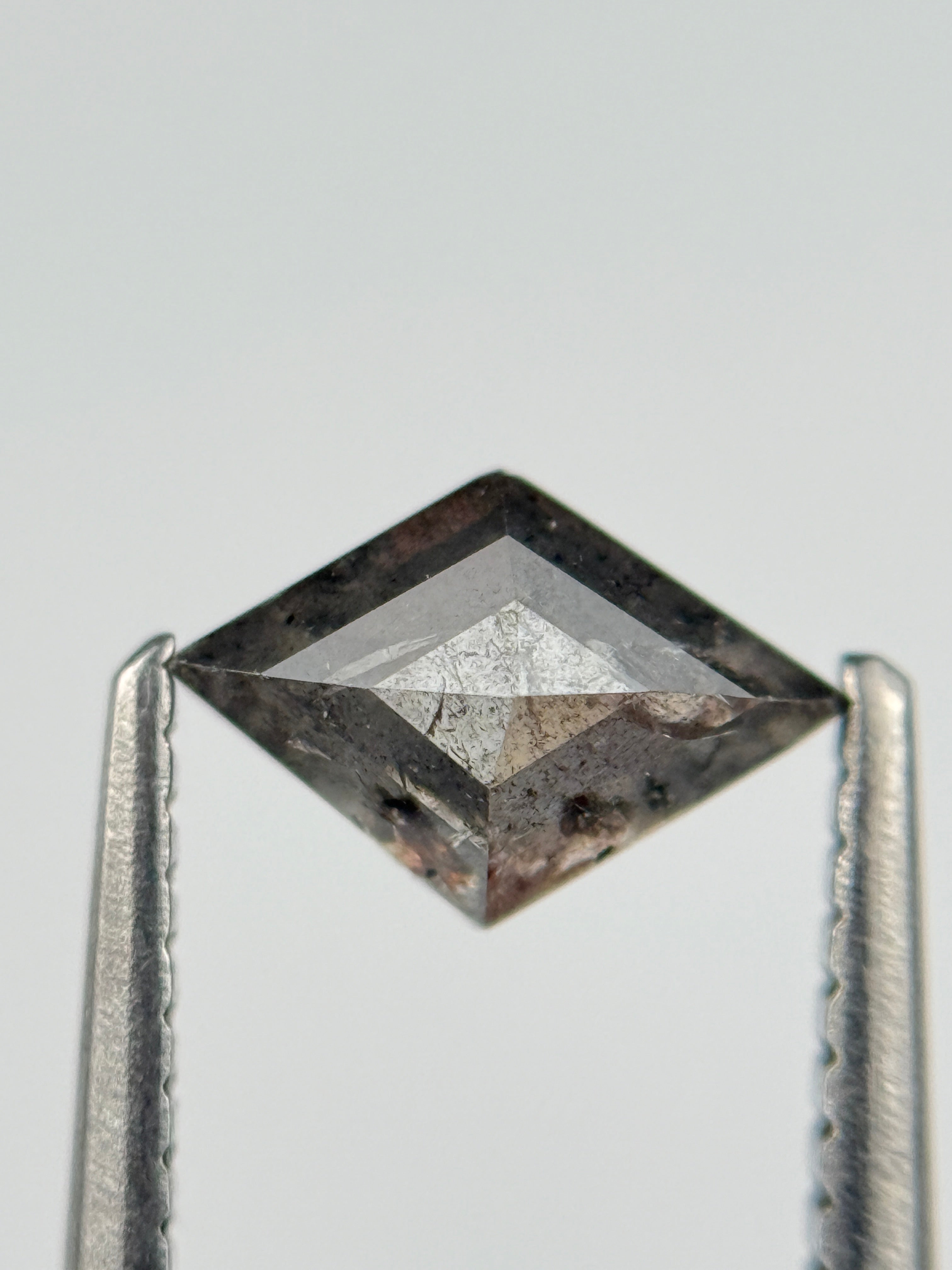 0.82 Ct Kite Rose Cut Grey Natural Salt and Pepper Diamond