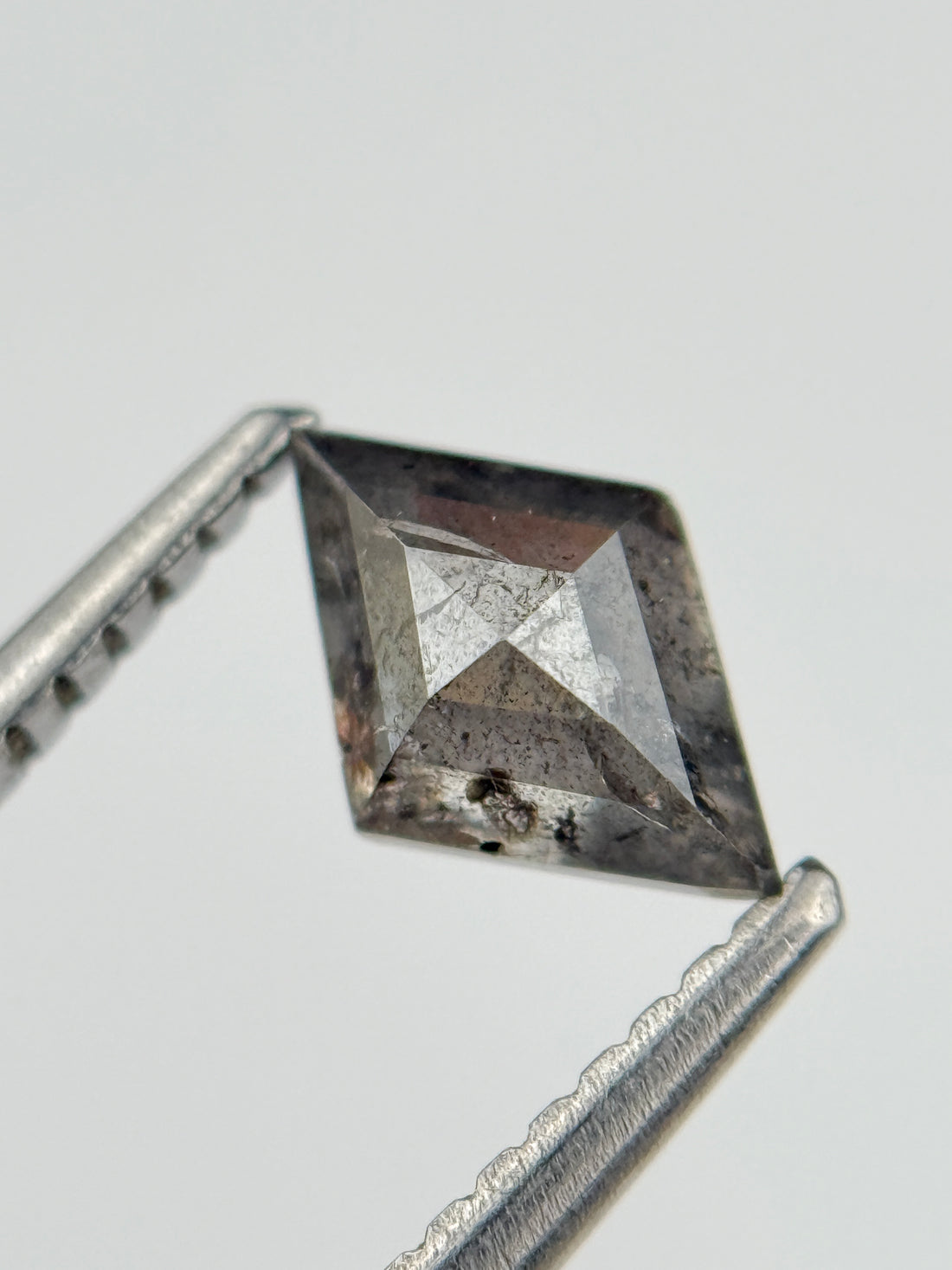 0.82 Ct Kite Rose Cut Grey Natural Salt and Pepper Diamond