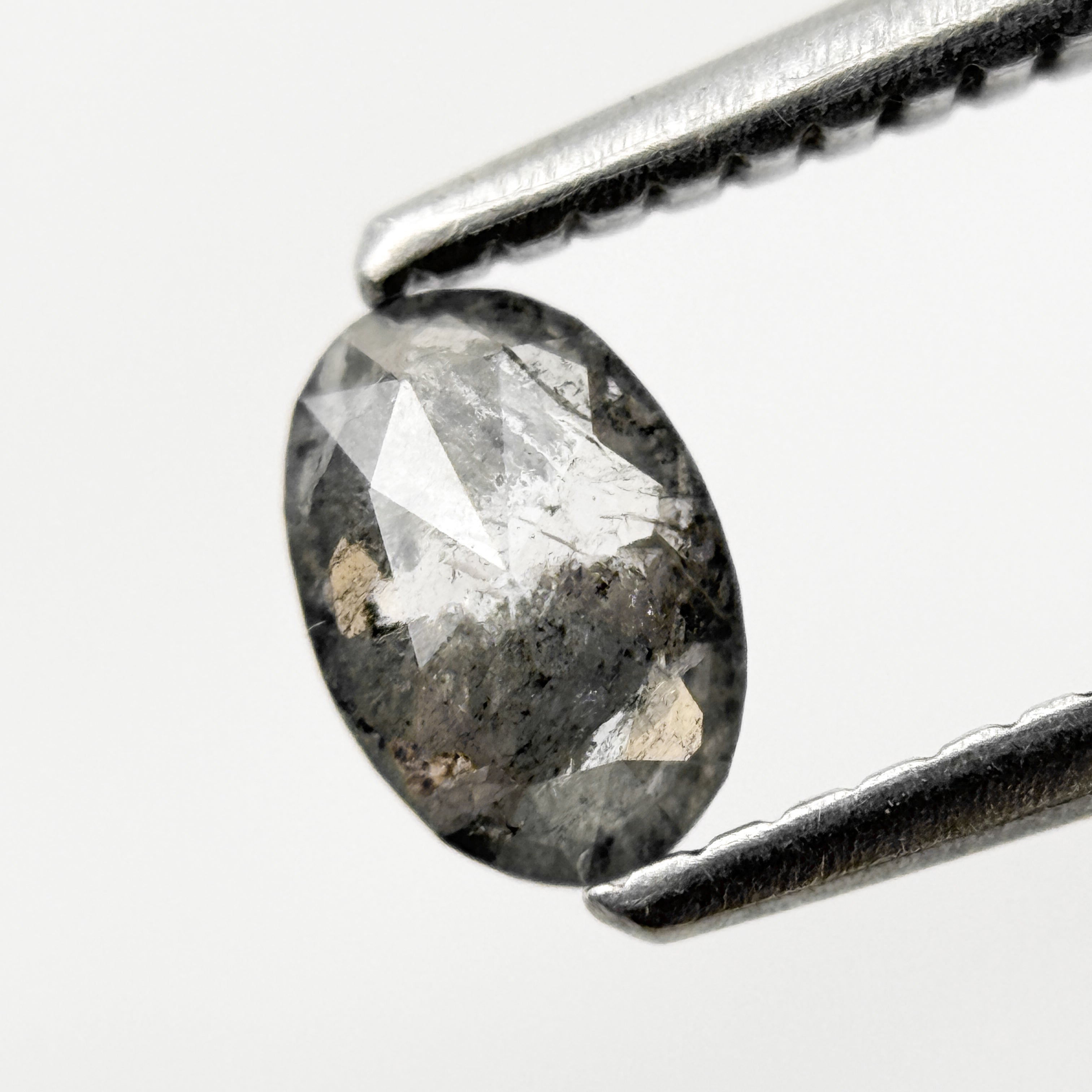 0.41 Ct Oval Rose Cut Grey Natural Salt and Pepper Diamond