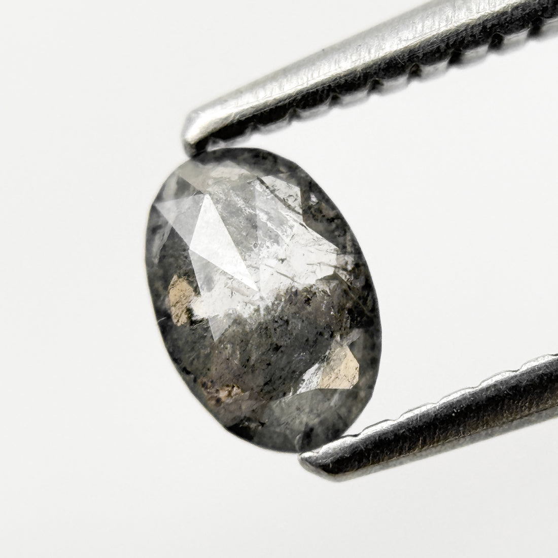 0.41 Ct Oval Rose Cut Grey Natural Salt and Pepper Diamond
