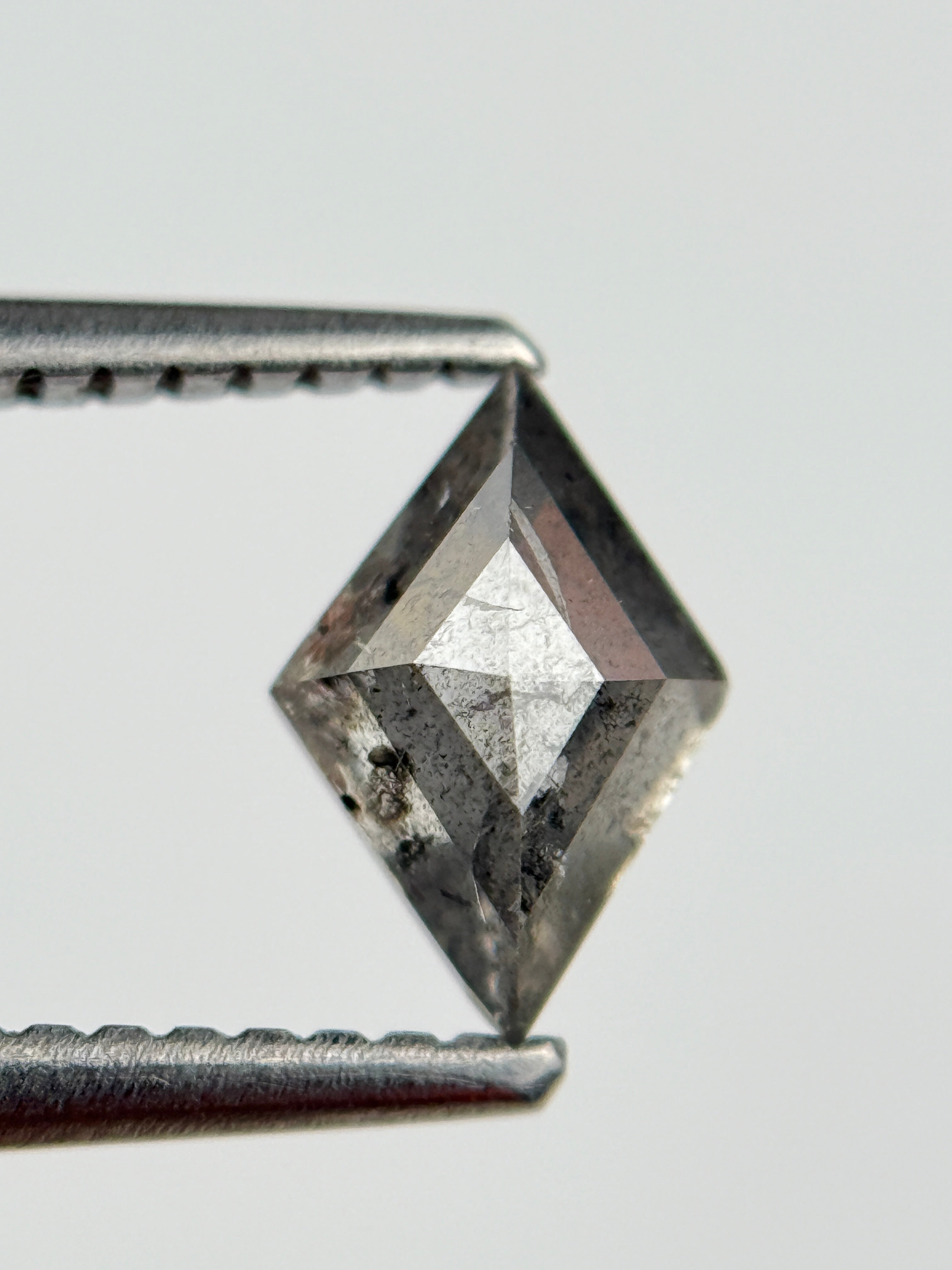 0.82 Ct Kite Rose Cut Grey Natural Salt and Pepper Diamond