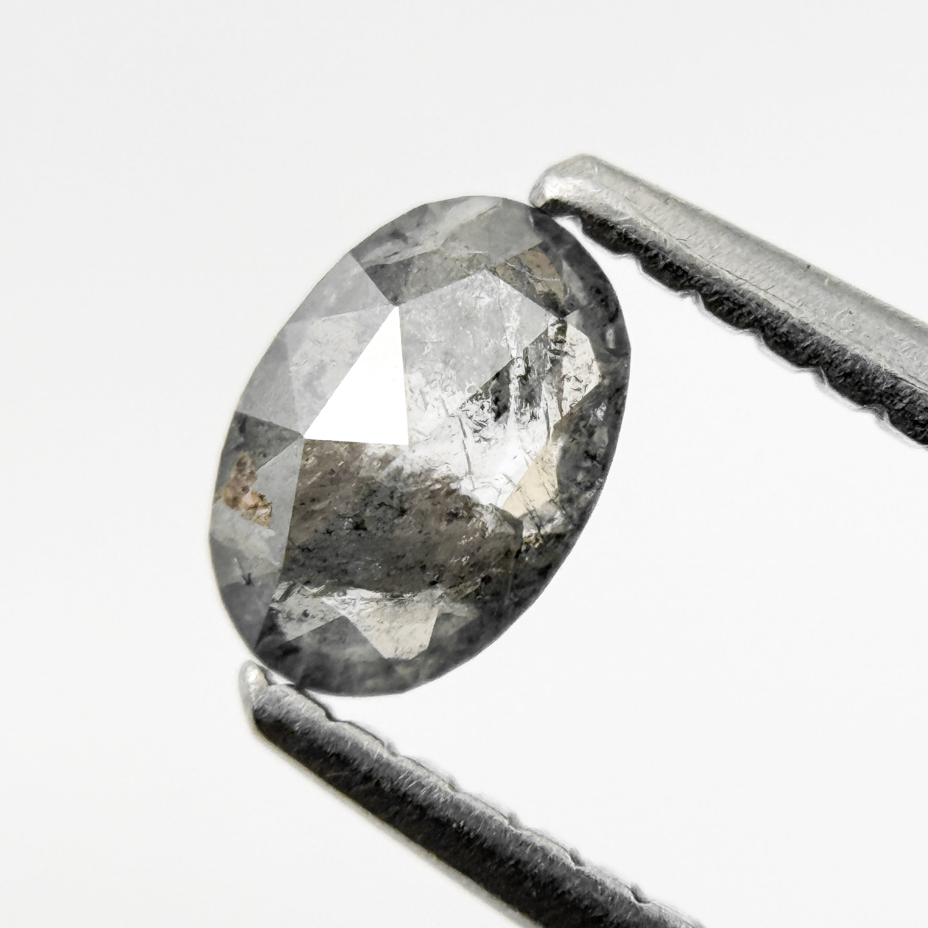 0.41 Ct Oval Rose Cut Grey Natural Salt and Pepper Diamond