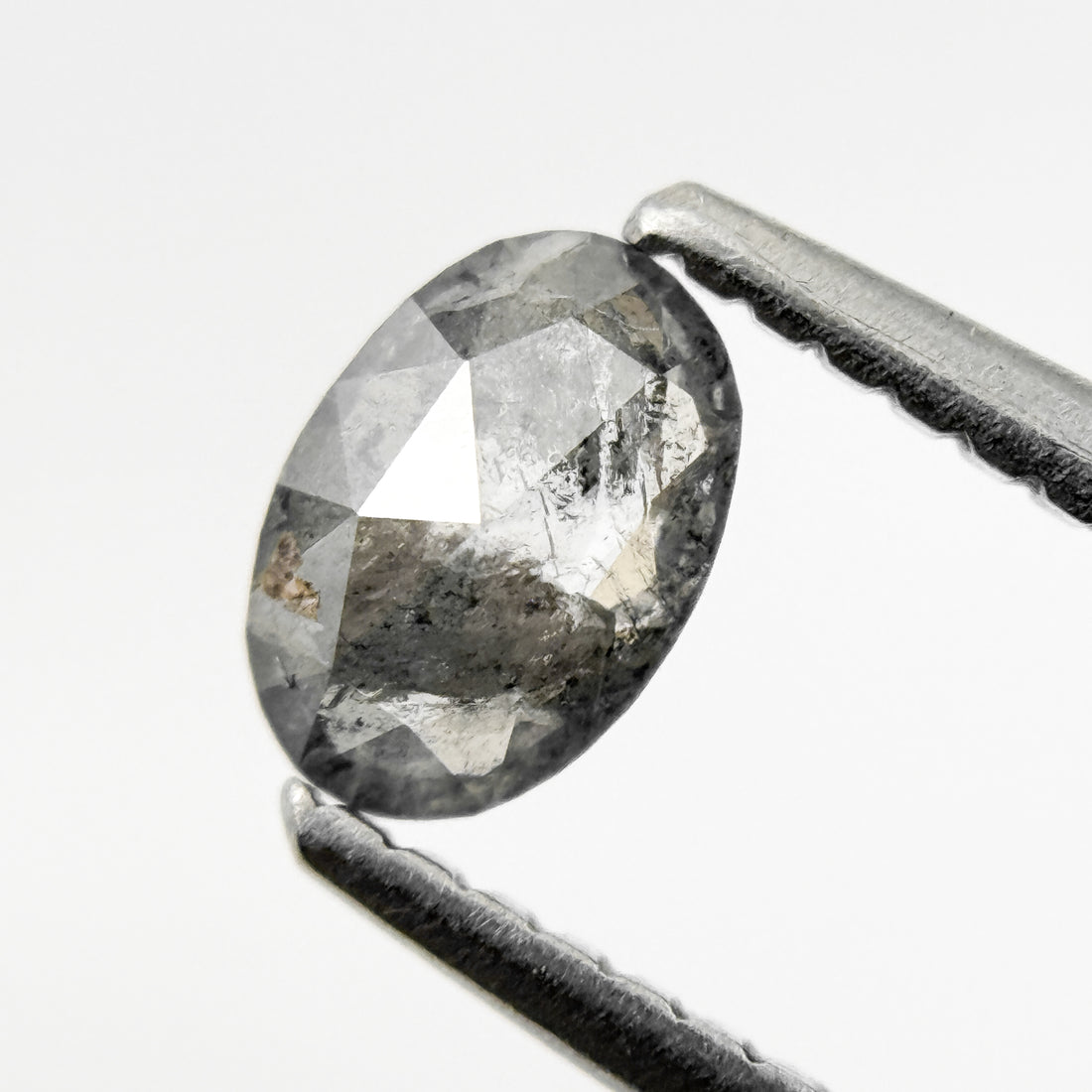 0.41 Ct Oval Rose Cut Grey Natural Salt and Pepper Diamond