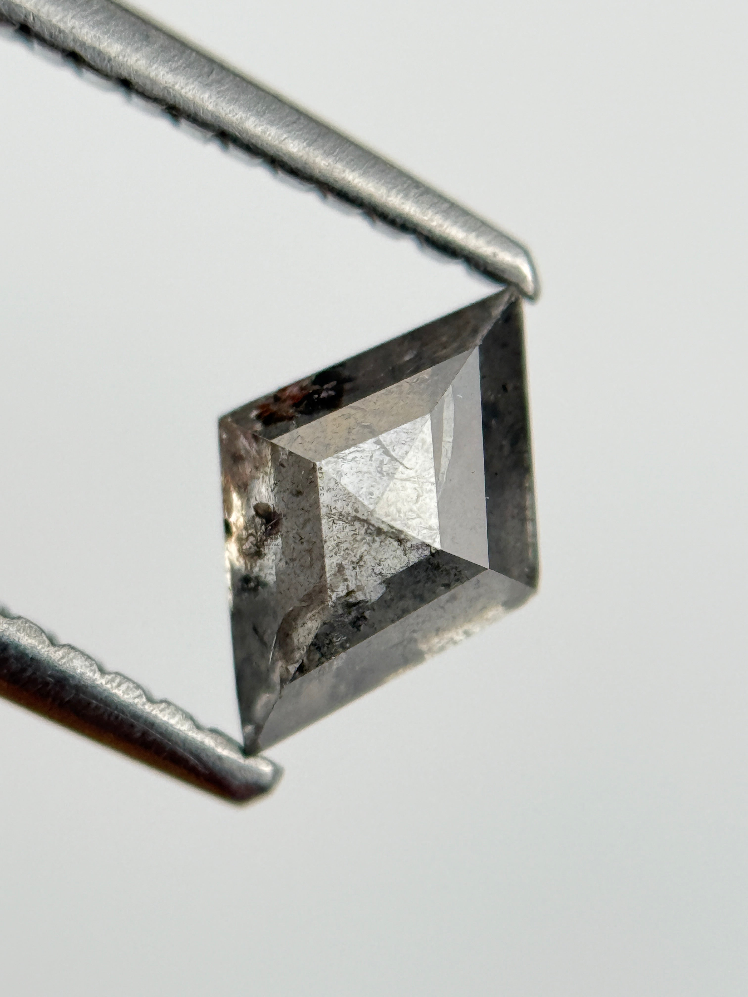 0.82 Ct Kite Rose Cut Grey Natural Salt and Pepper Diamond