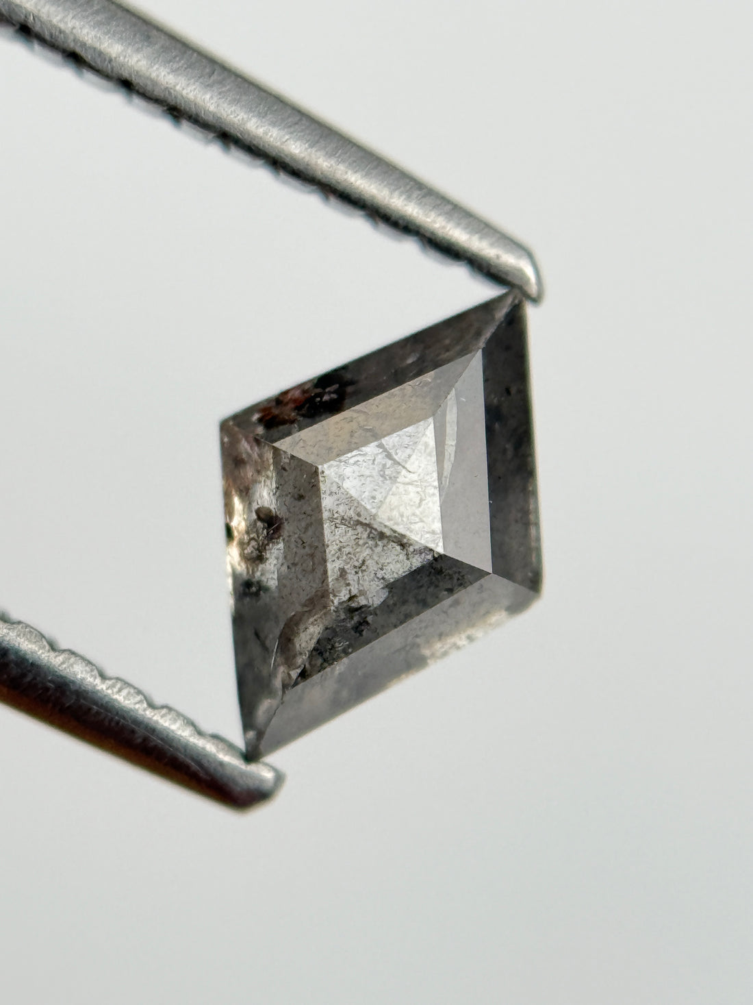 0.82 Ct Kite Rose Cut Grey Natural Salt and Pepper Diamond