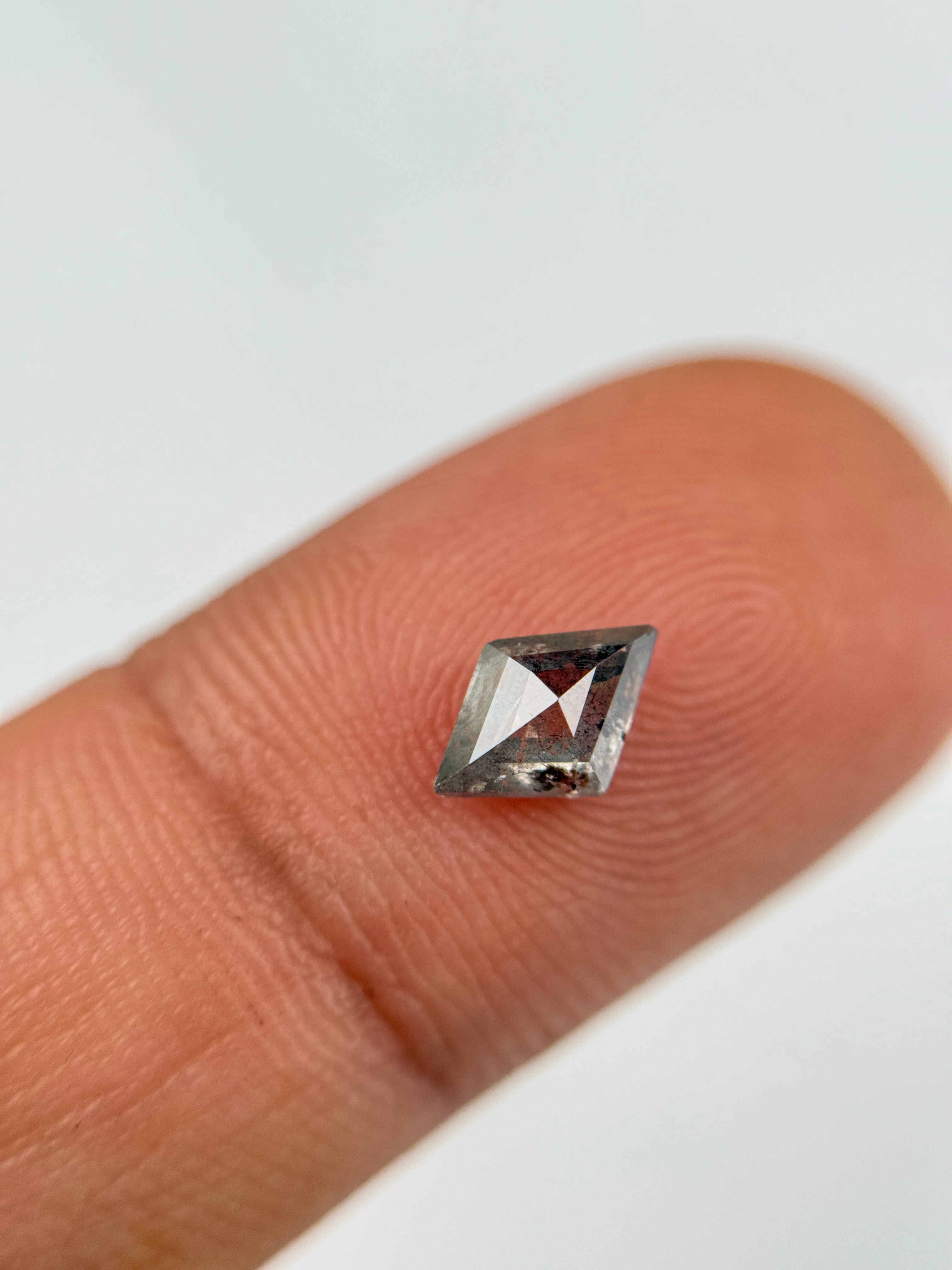0.82 Ct Kite Rose Cut Grey Natural Salt and Pepper Diamond