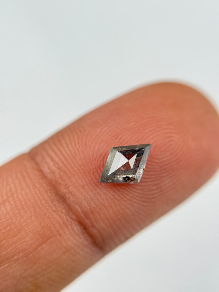 0.82 Ct Kite Rose Cut Grey Natural Salt and Pepper Diamond